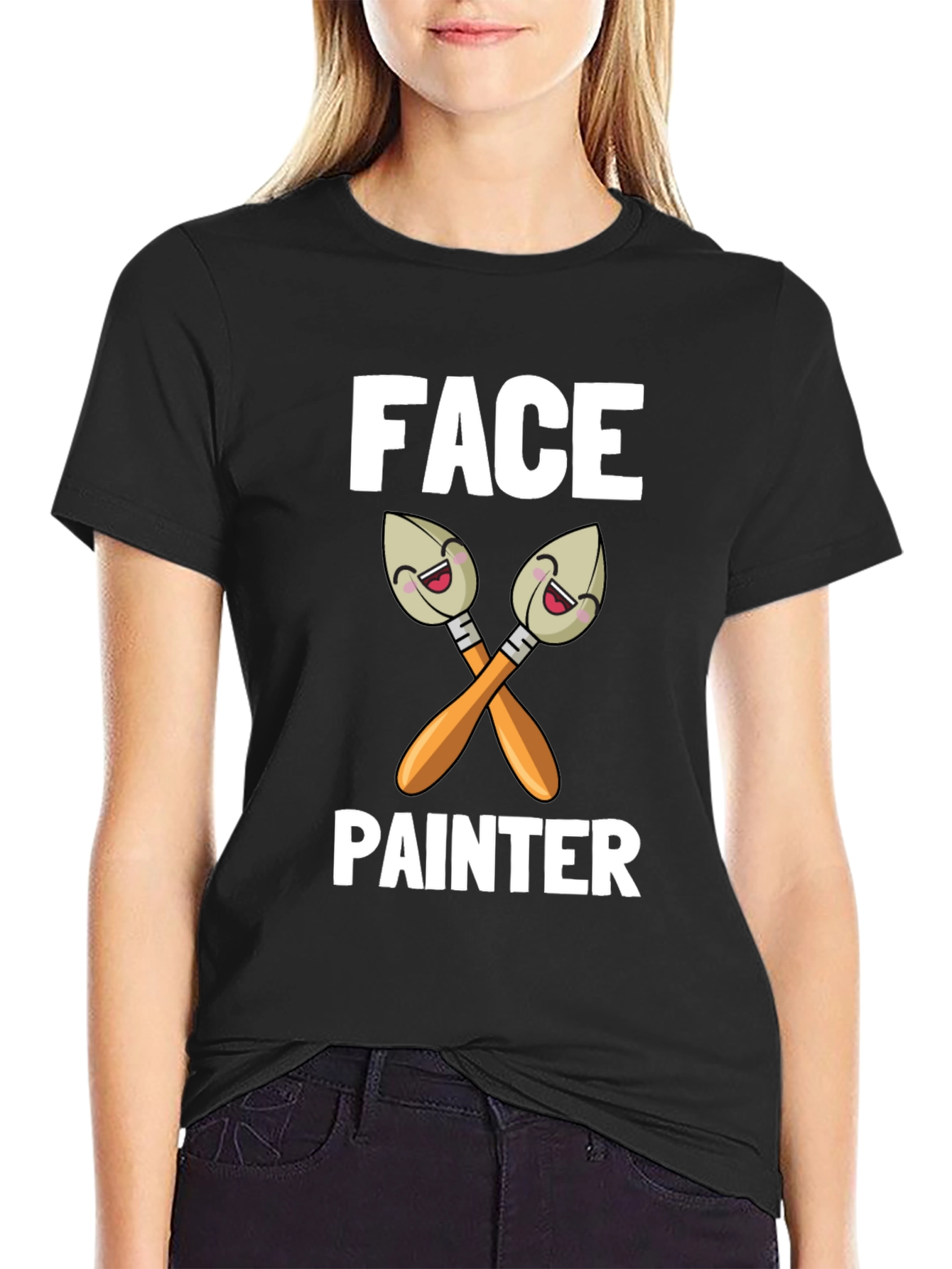 Face Painter Cartoon Brush Graphic T-Shirt - 2