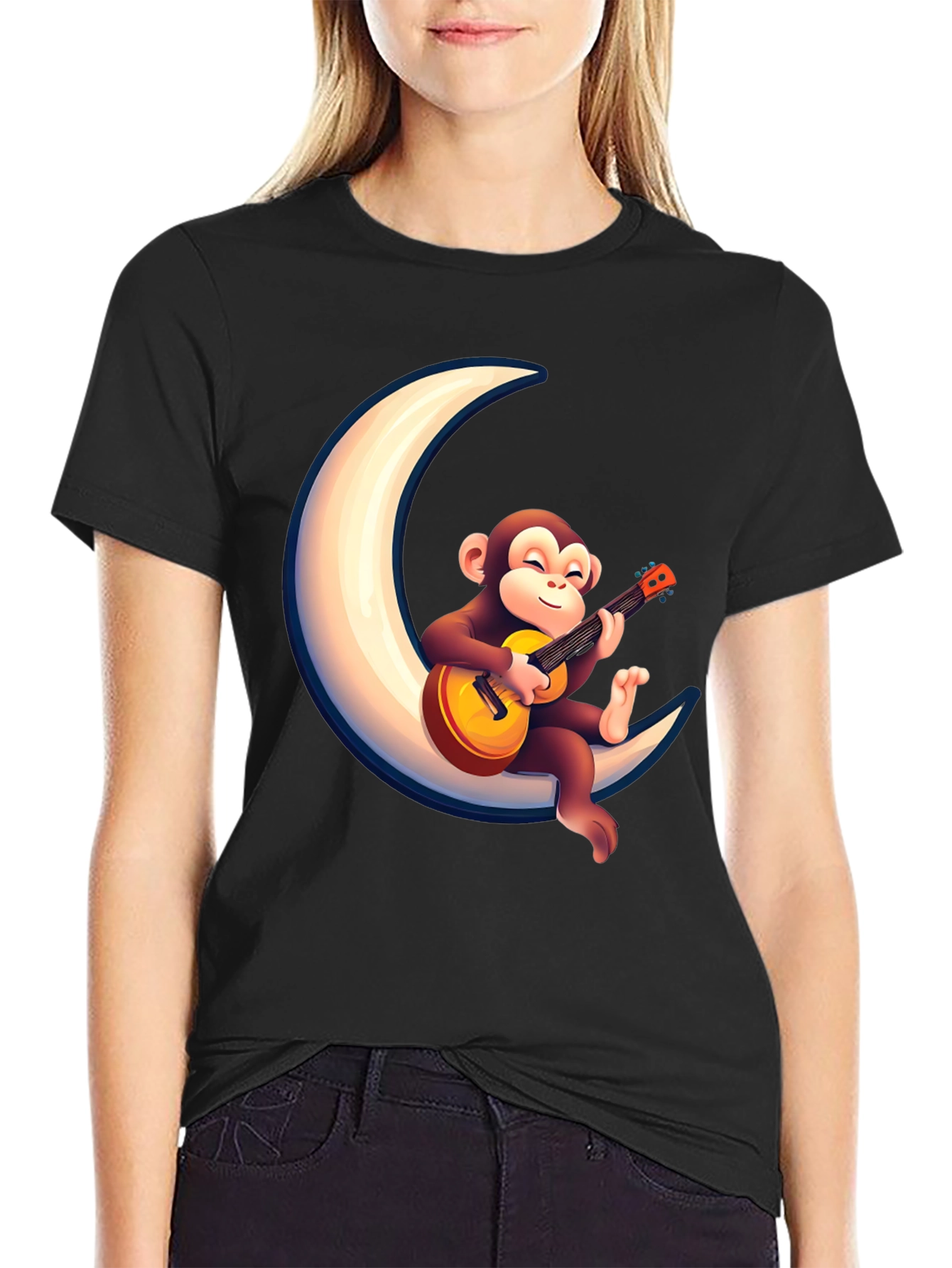 Black Monkey on the Moon T-Shirt view 2