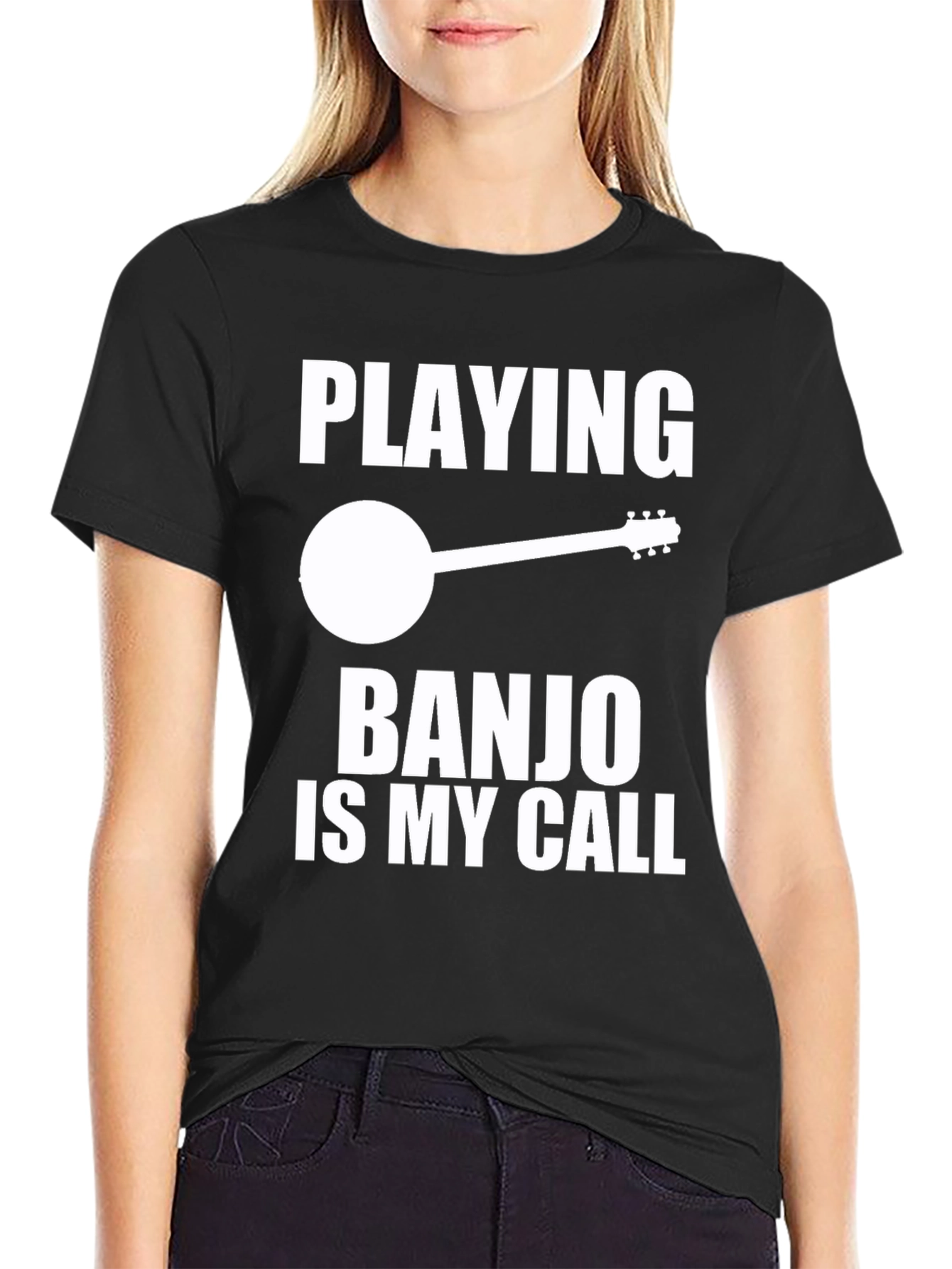 Black Banjo Player Graphic Tee - Music Lover Gift view 2