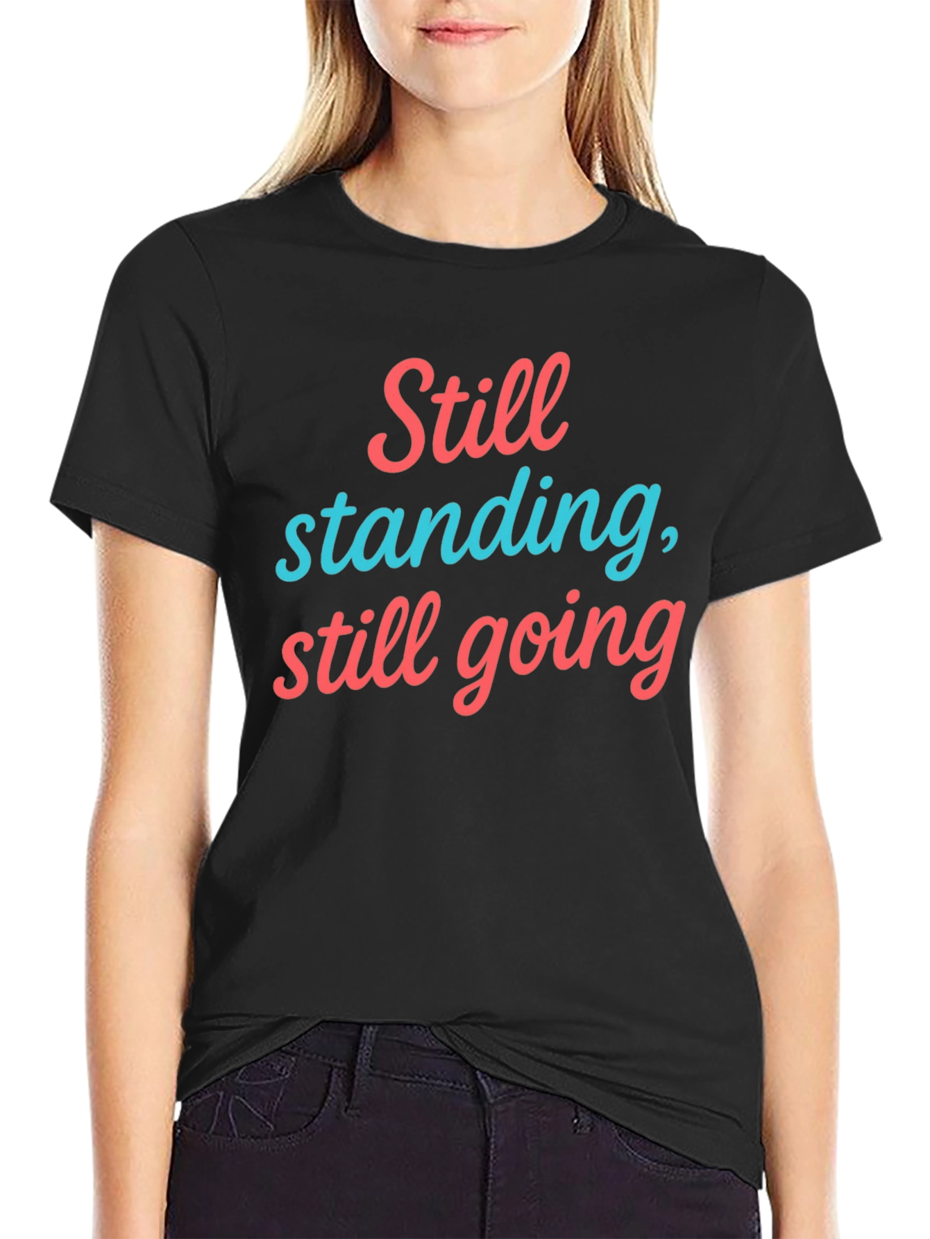 Black Still Standing T-Shirt - Comfort Fit Cotton Tee view 2