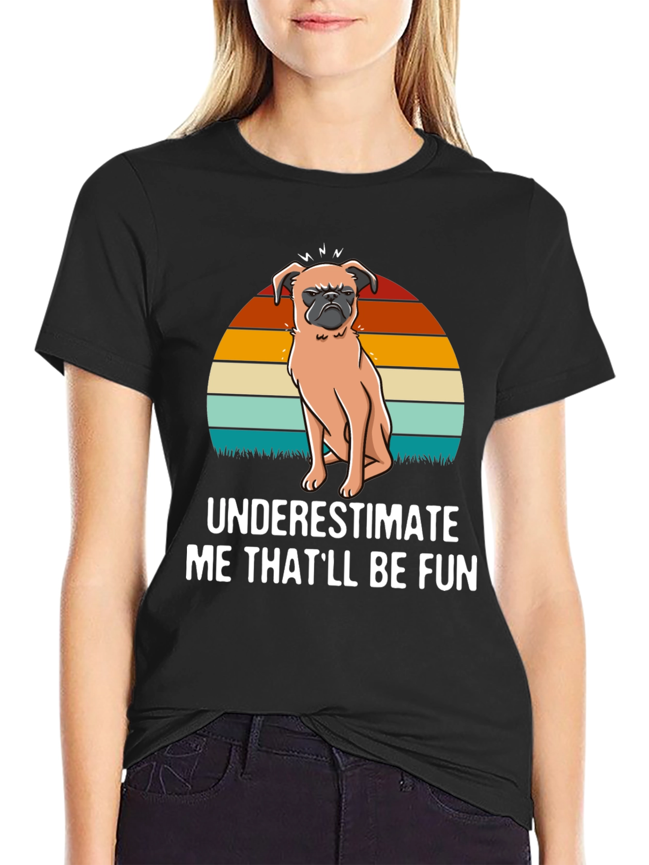 Black Grumpy Dog Graphic Tee - "Underestimate Me That'll Be Fun" view 2