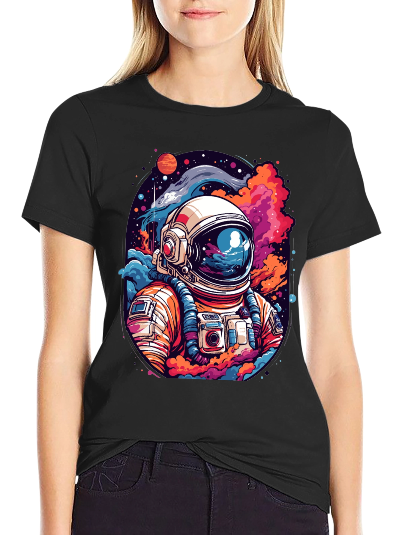 Black Cosmic Astronaut Graphic Tee - Men's Black T-Shirt view 2