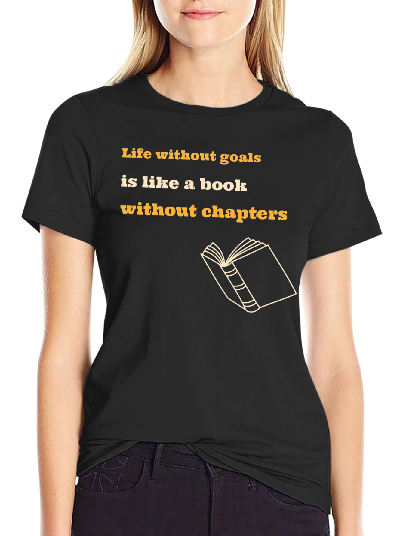 Black Motivational Black T-Shirt - Life Without Goals view 2