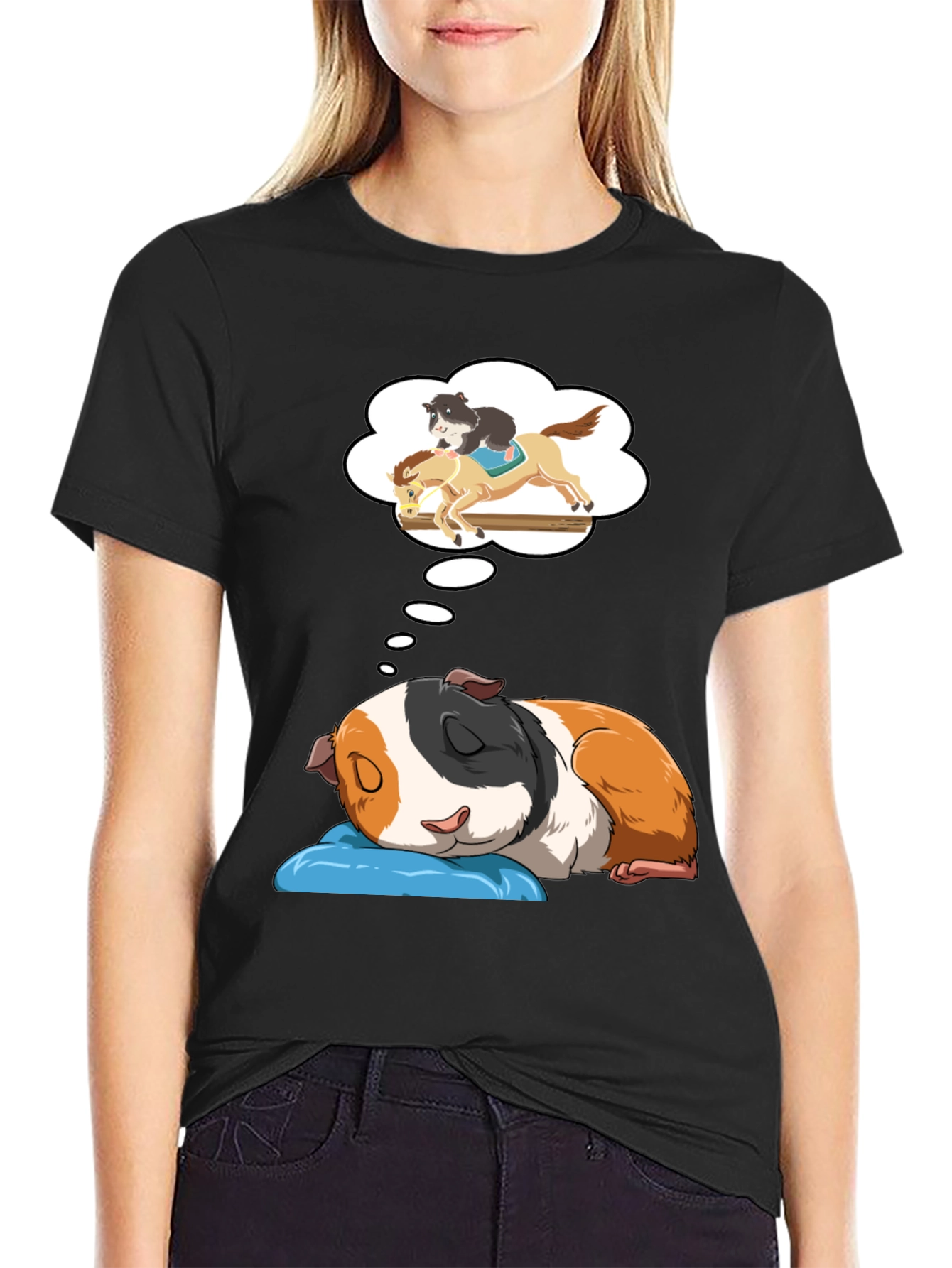 Black Dreamy Guinea Pig T-Shirt view 2