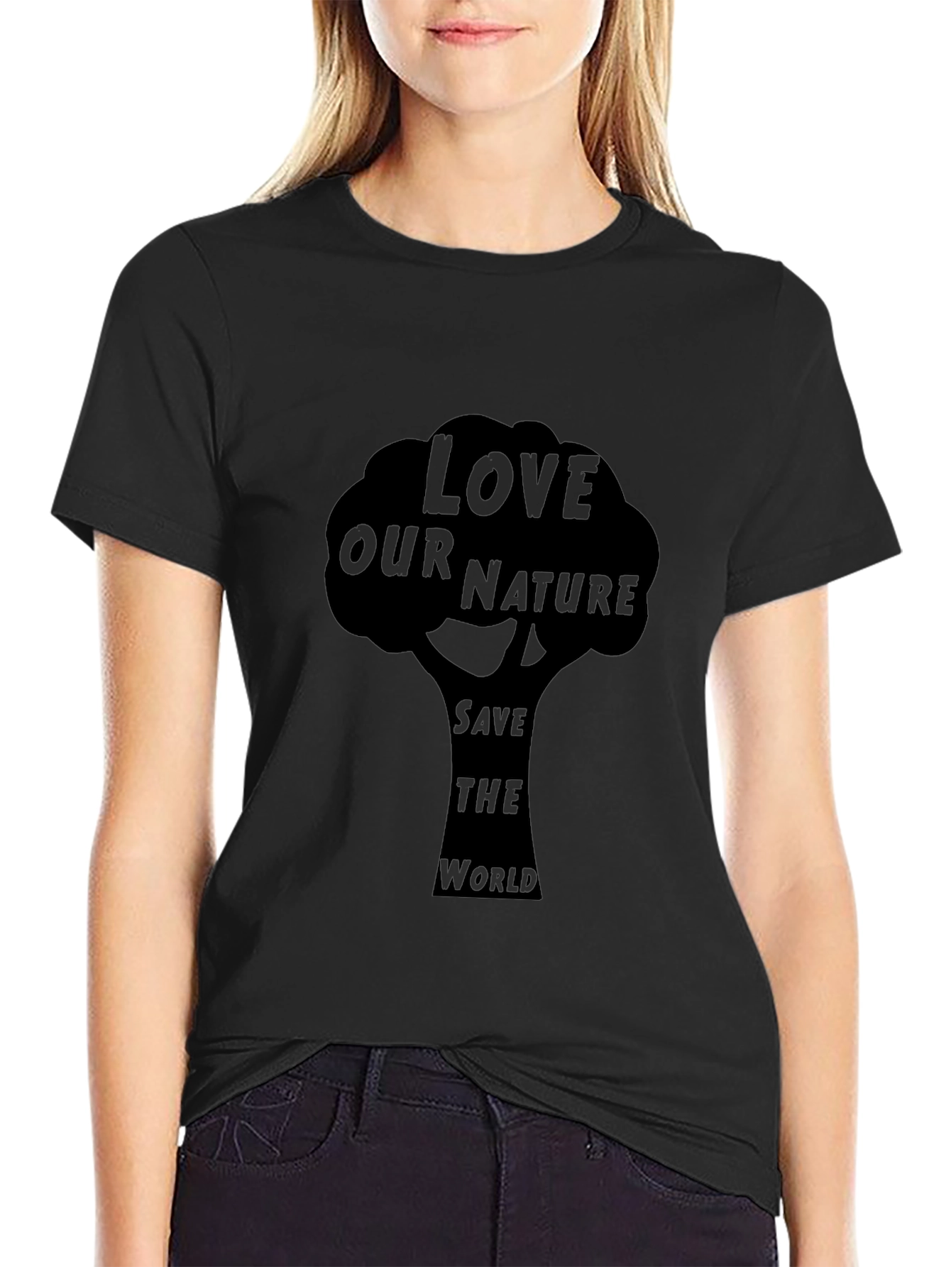 Black Eco-Friendly "Love Our Nature" Graphic Tee view 2