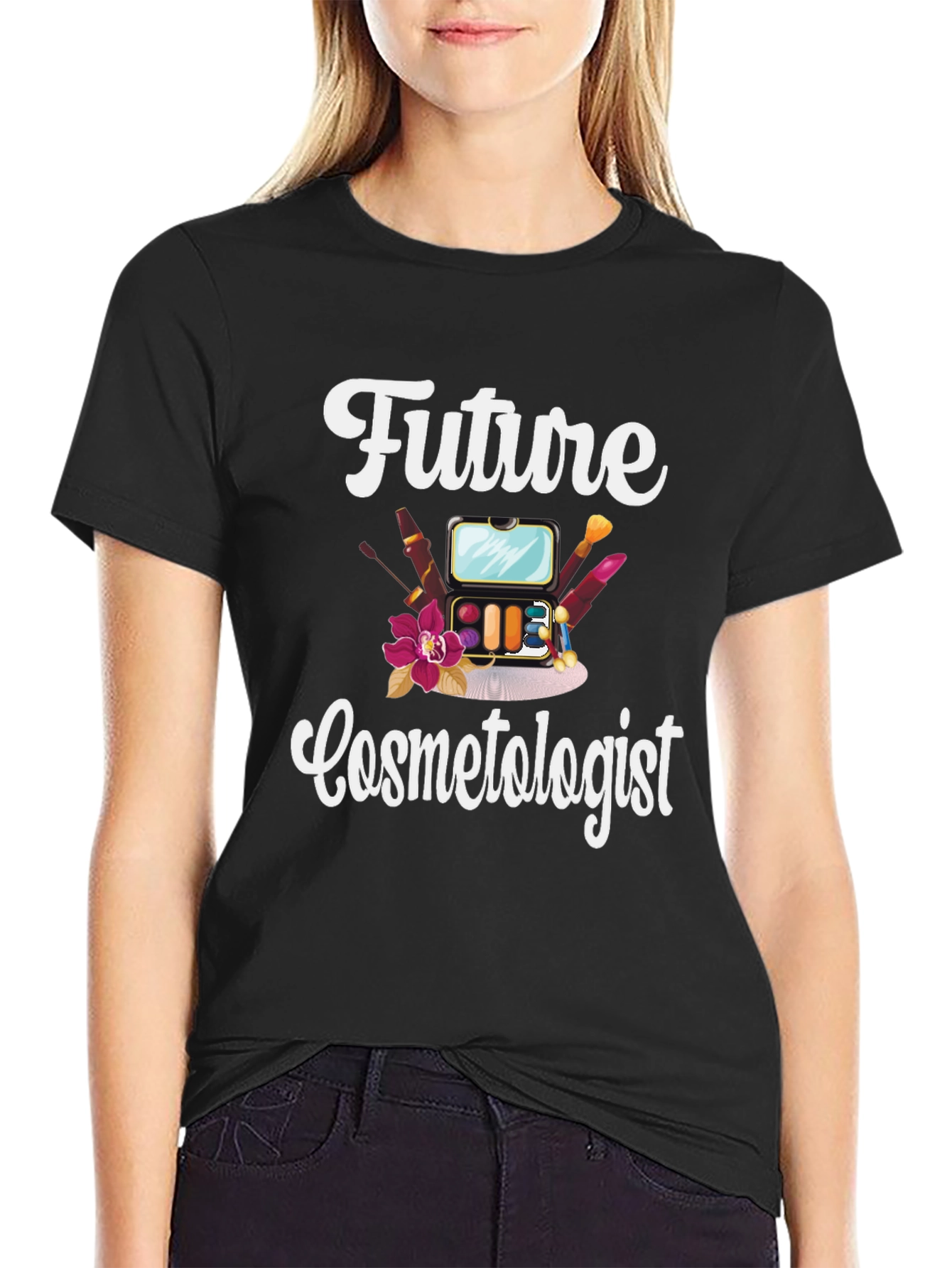 Black Future Cosmetologist T-Shirt | Makeup Artist Gift view 2