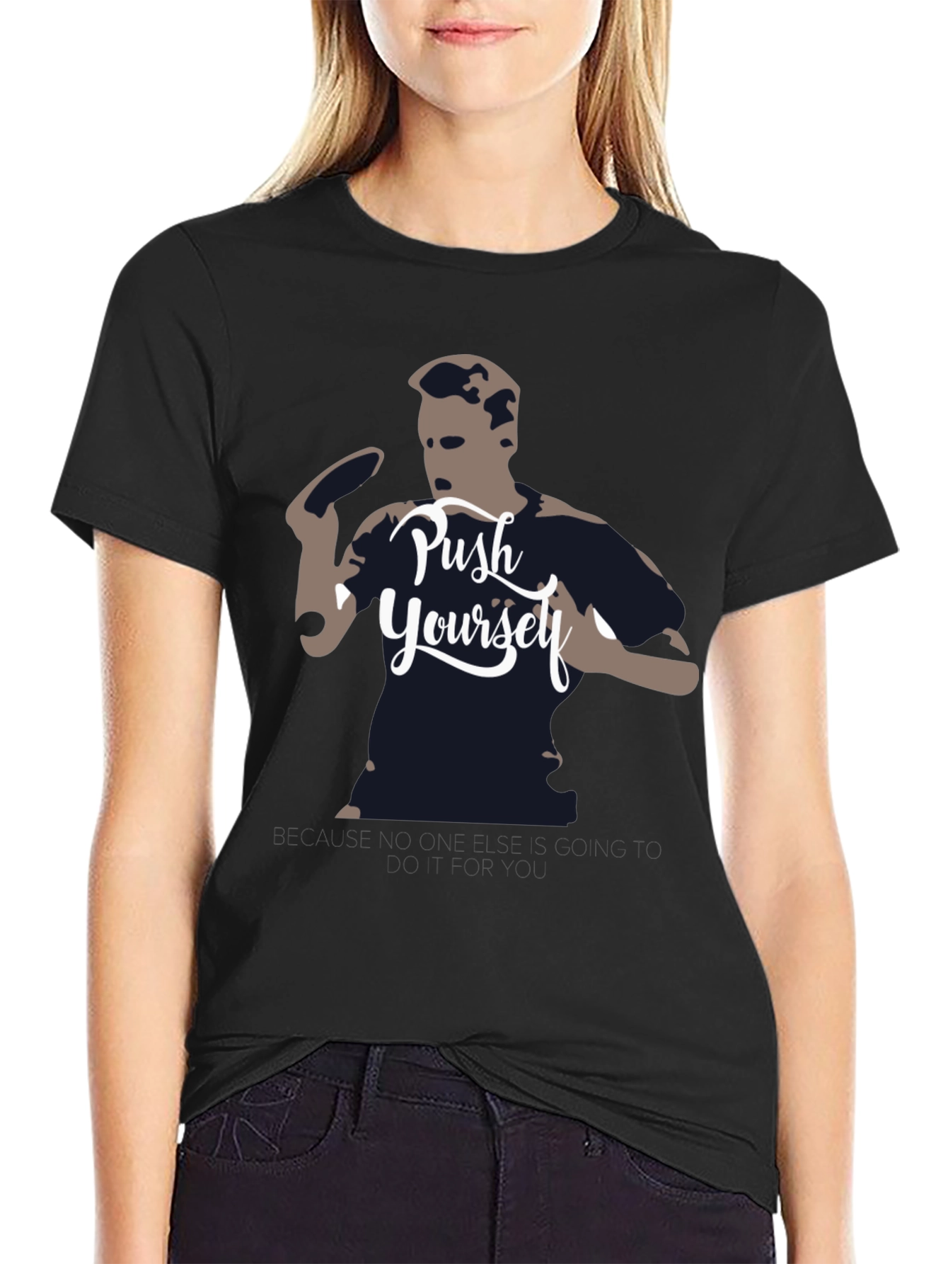 Black Push Yourself Graphic Tee - Black view 2