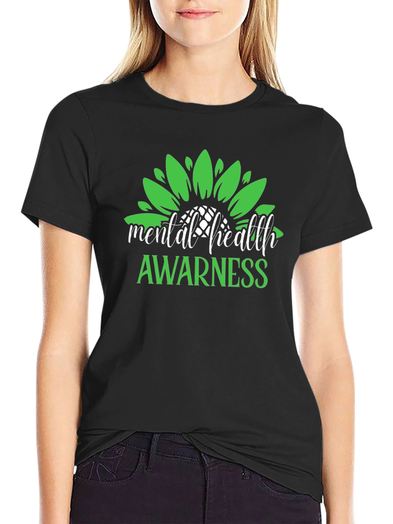 Black Mental Health Awareness Sunflower Graphic Tee view 2