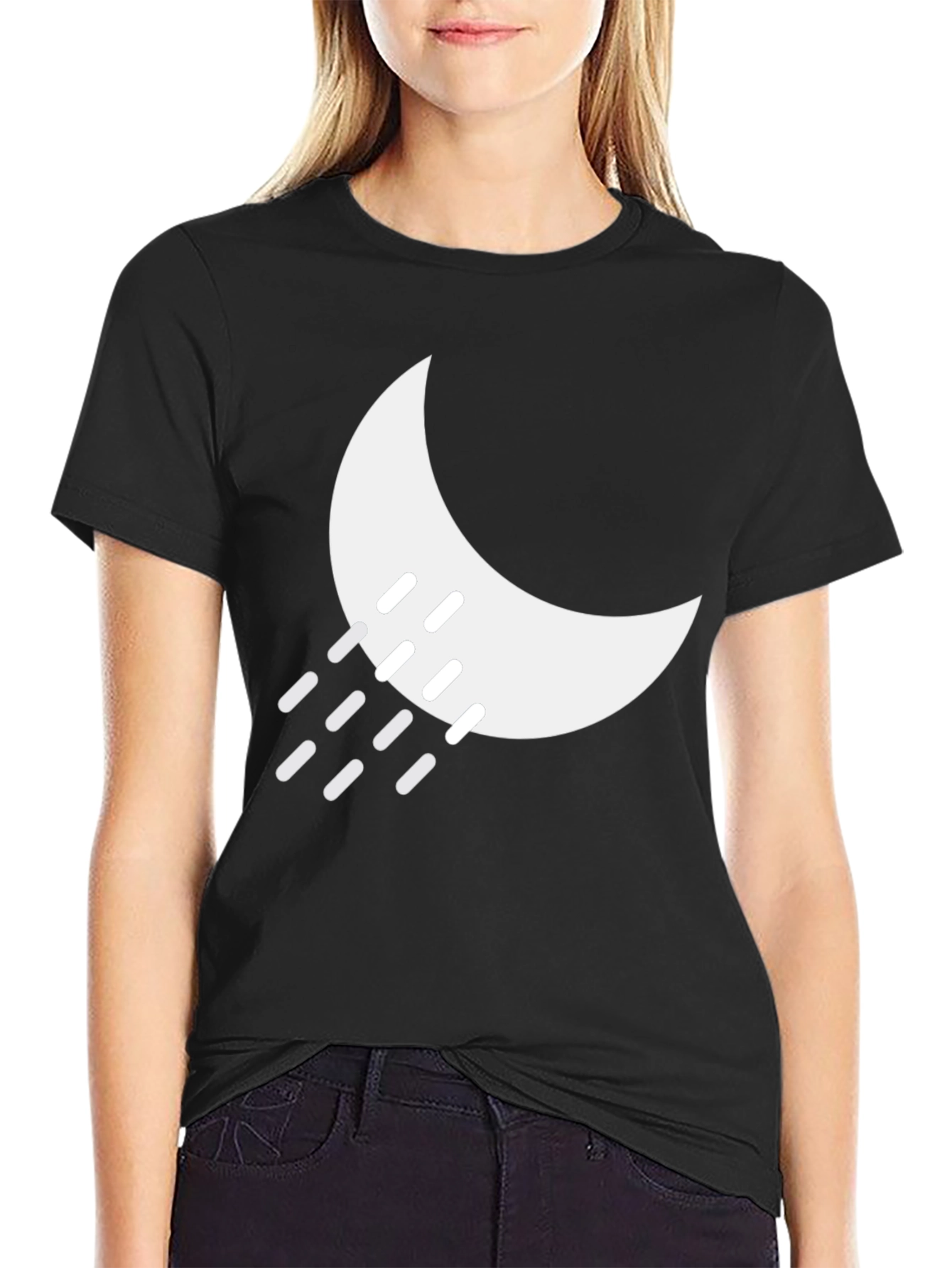 Black Night Rain Graphic Tee - Black Cotton Blend view 2