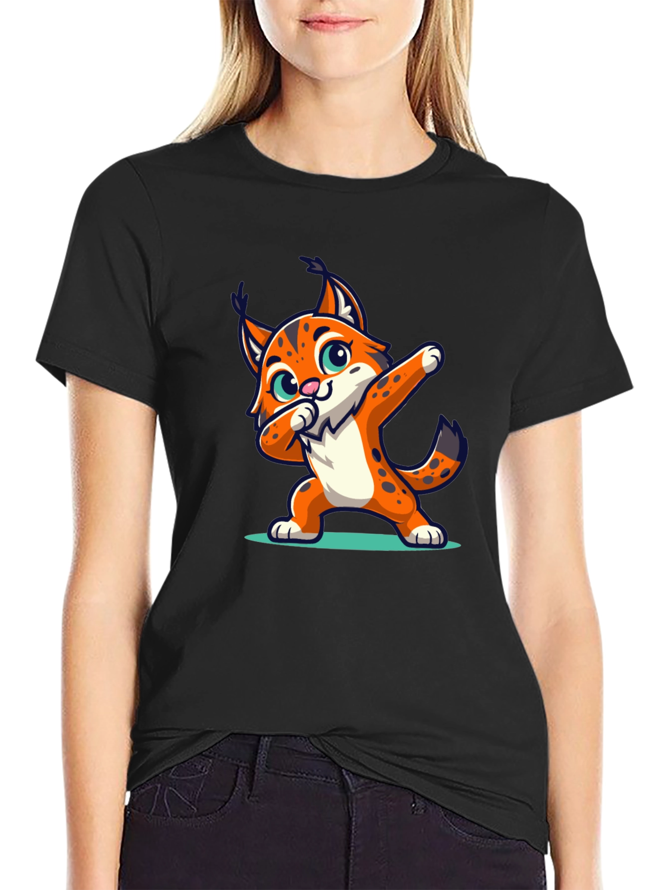 Black Lynx Dabbing Graphic Tee - Trendy Unisex Shirt view 2