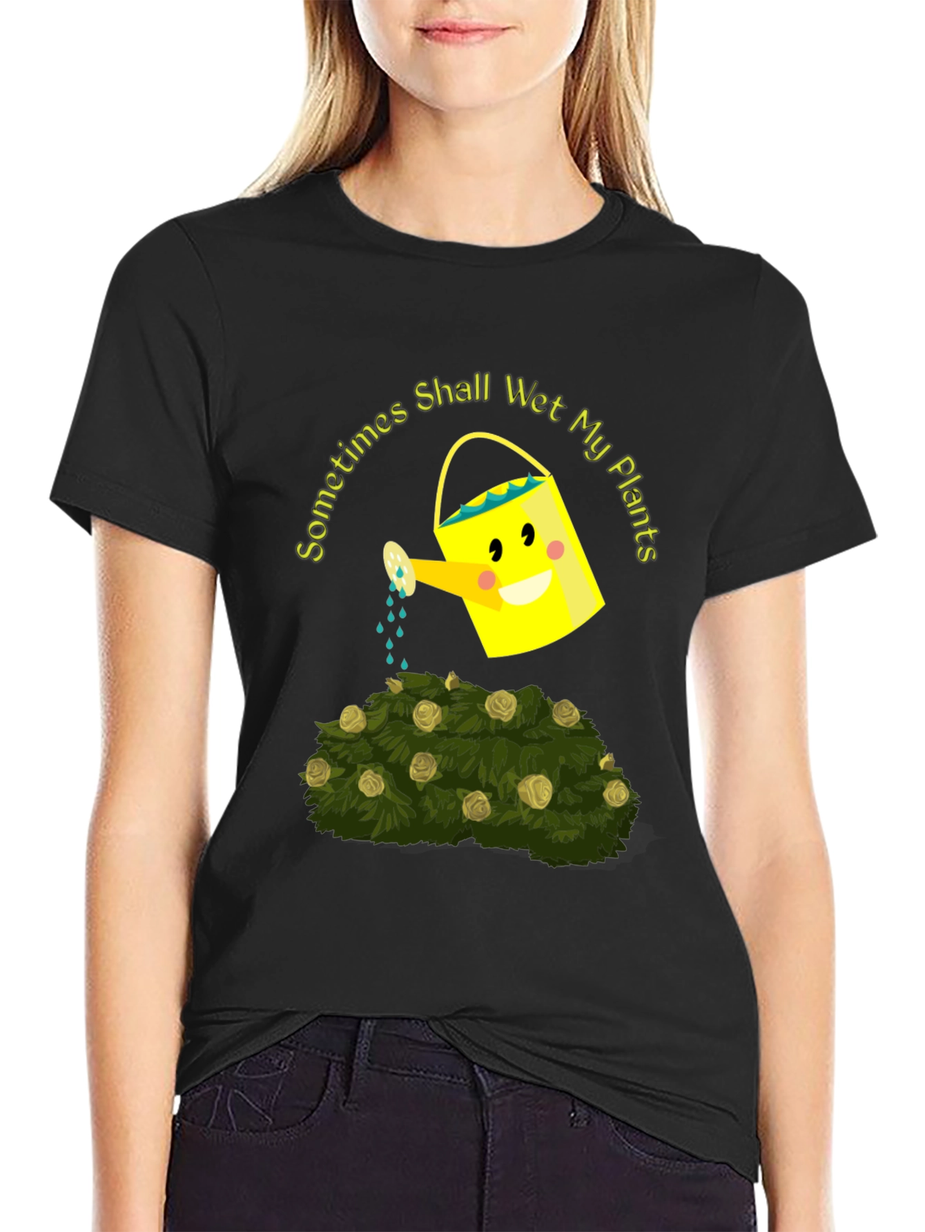 Black Funny Gardening T-Shirt - Sometimes I Shall Wet My Plants view 2