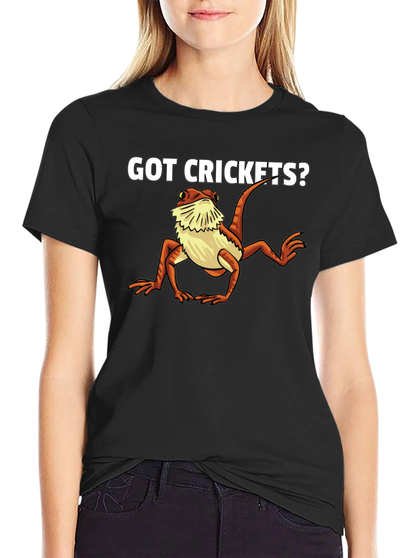 Black Got Crickets? Funny Bearded Dragon T-Shirt view 2