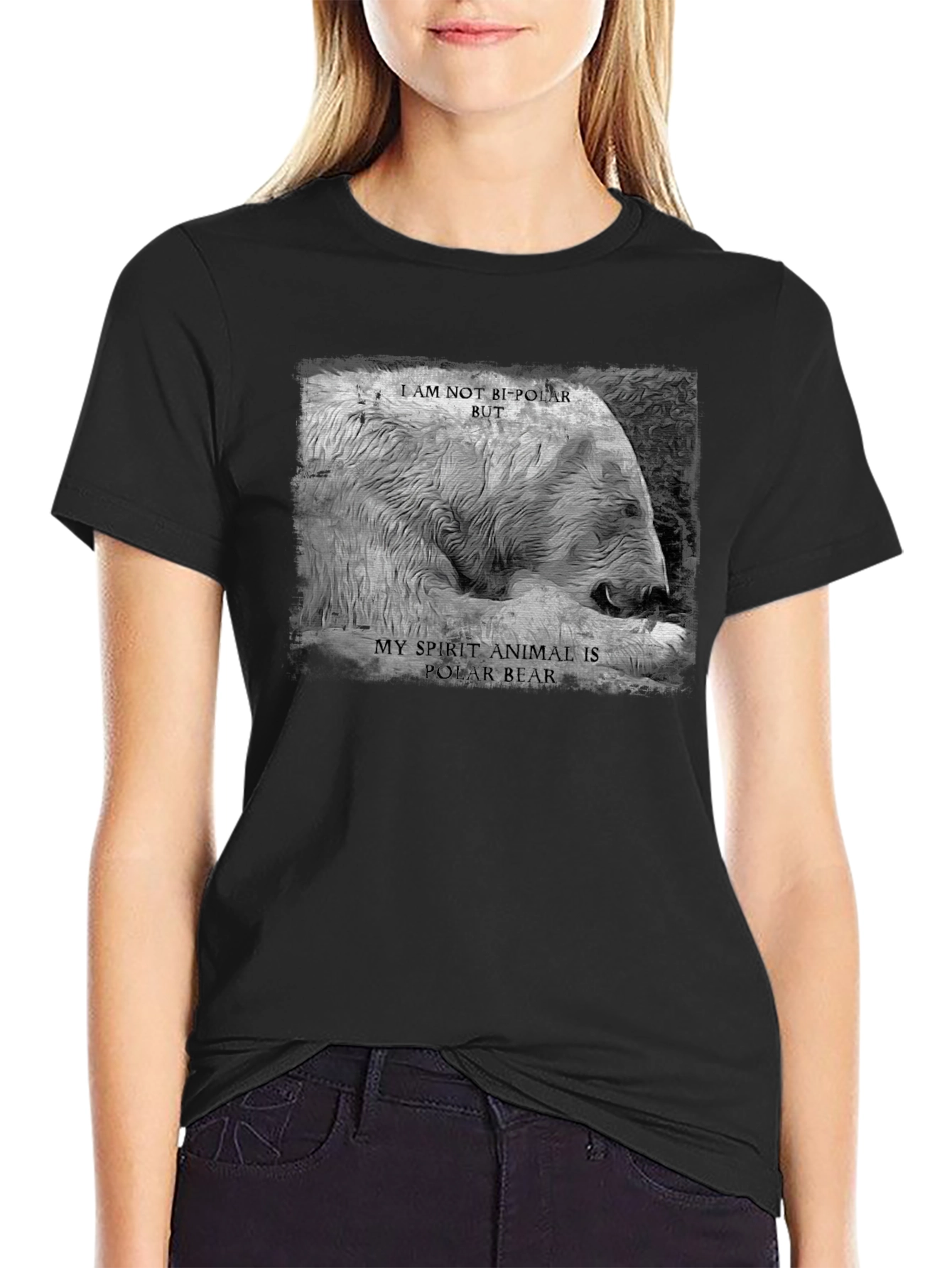 Black Polar Bear Spirit Animal T-Shirt view 2