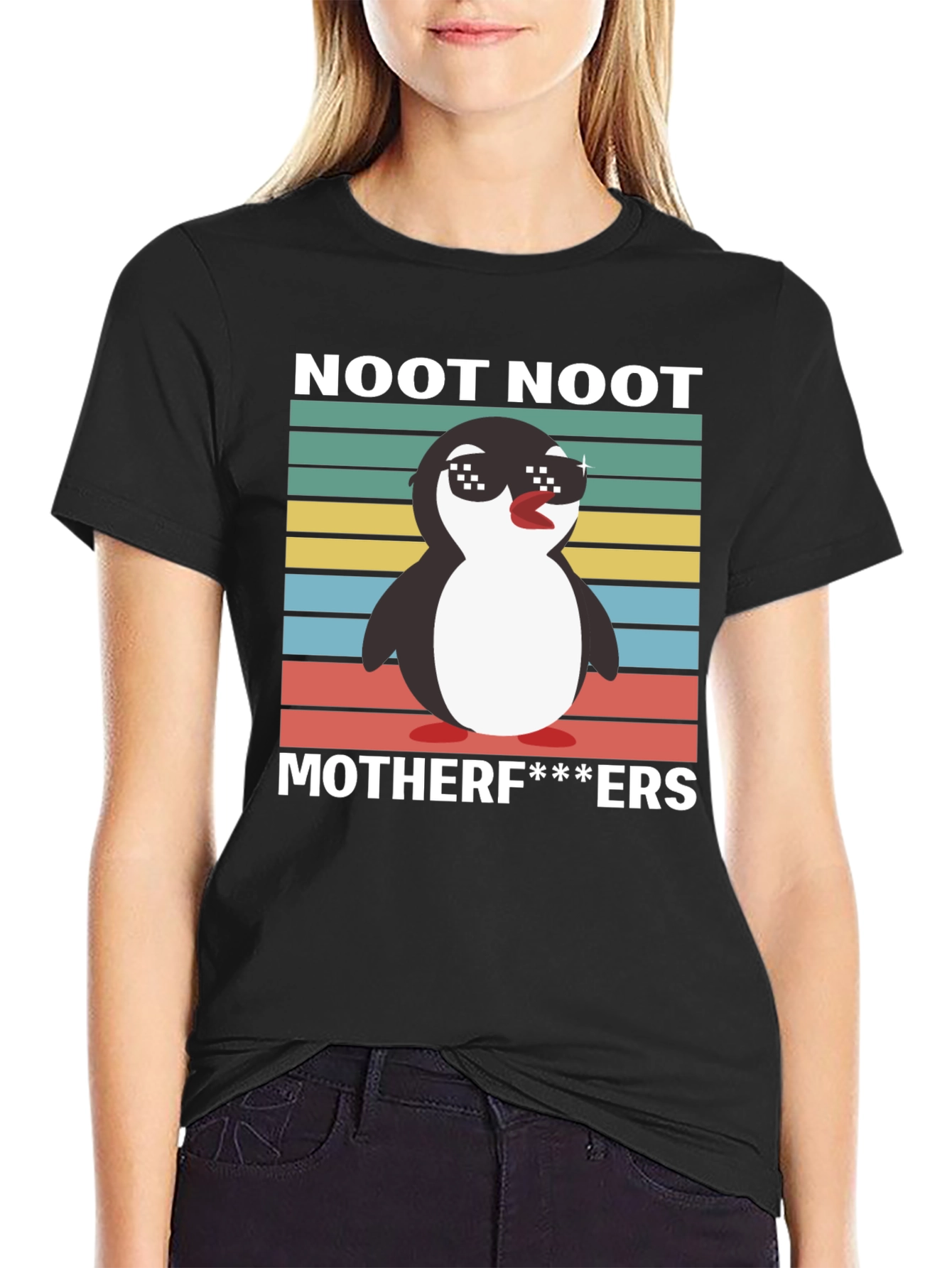 Black Noot Noot Penguin T-Shirt view 2