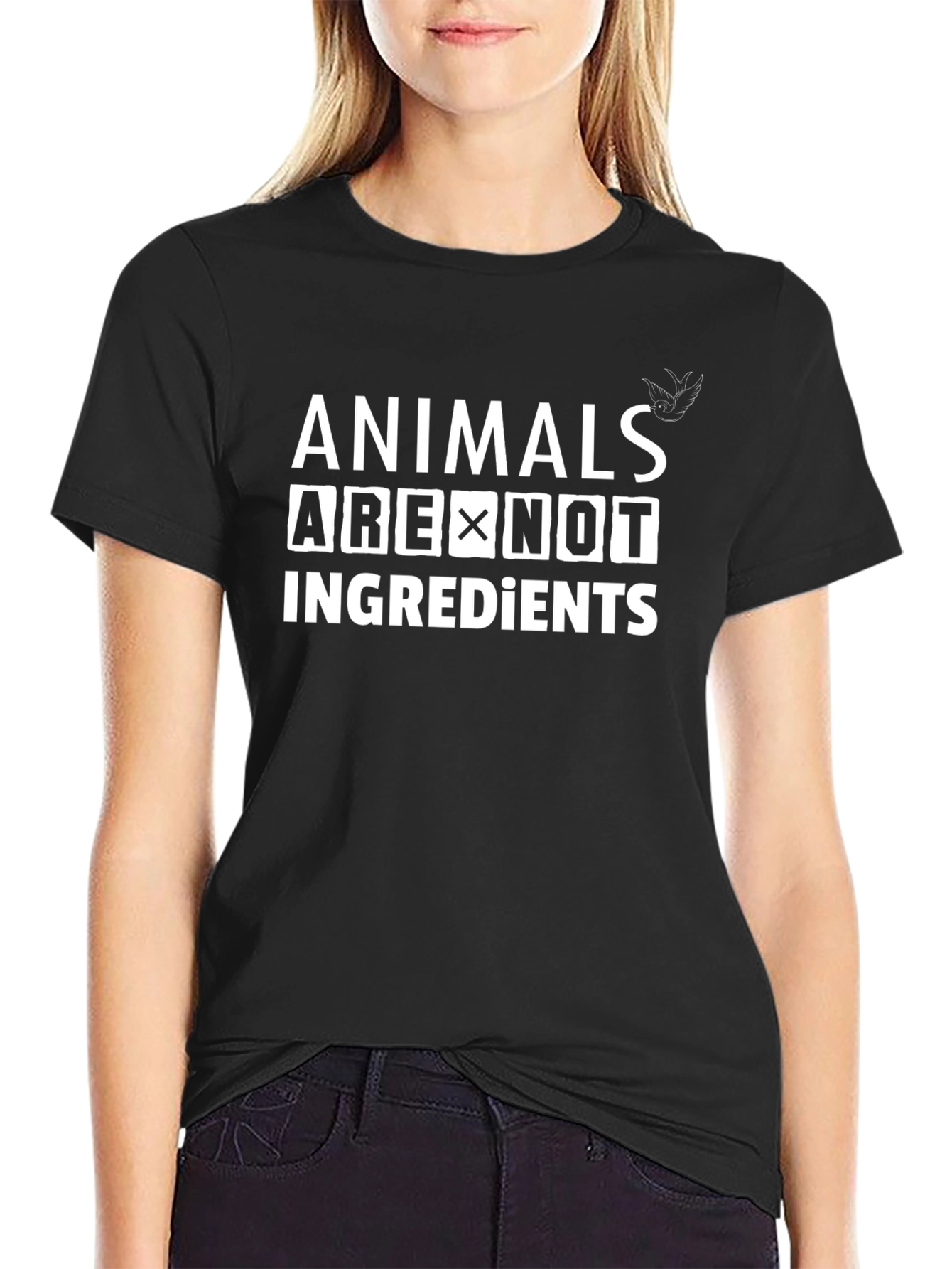 Black Animals Are Not Ingredients Black Graphic Tee view 2