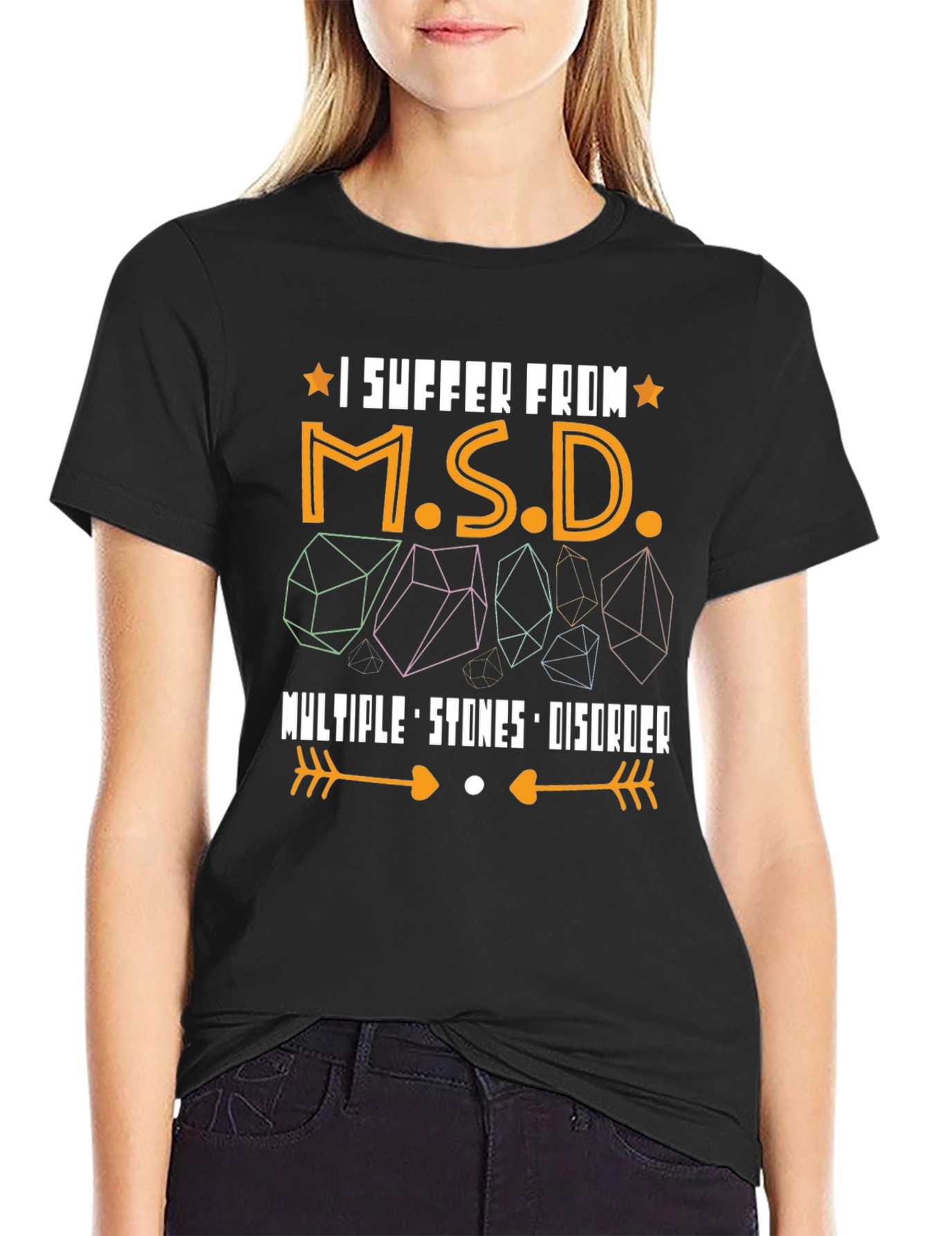 Black Multiple Stones Disorder Funny Graphic Tee view 2