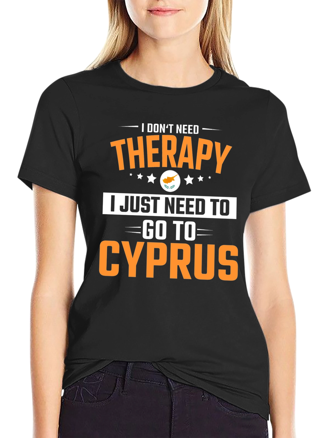 Black Therapy Cyprus Novelty Graphic T-Shirt view 2