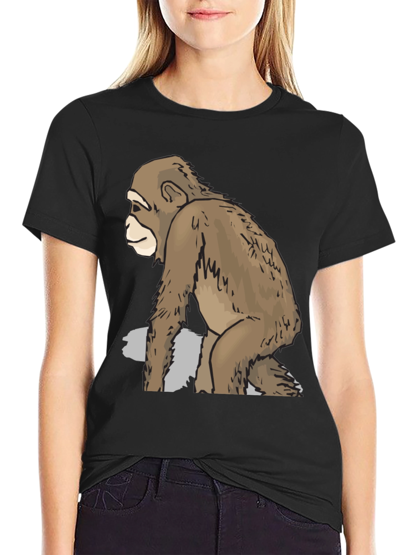 Black Cool Ape Graphic Black T-Shirt view 2