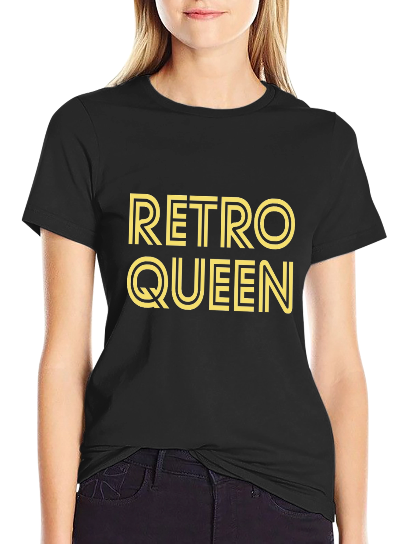 Black Retro Queen Black Graphic T-Shirt view 2