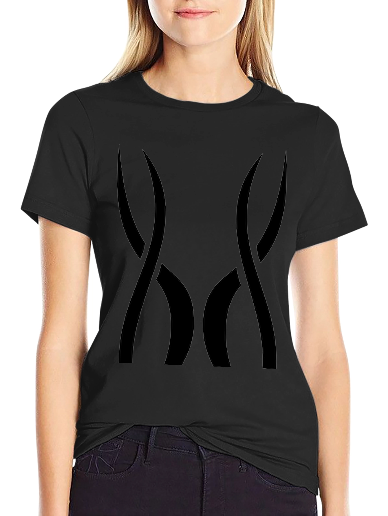 Black Men's Black Graphic Tee - Abstract Design view 2