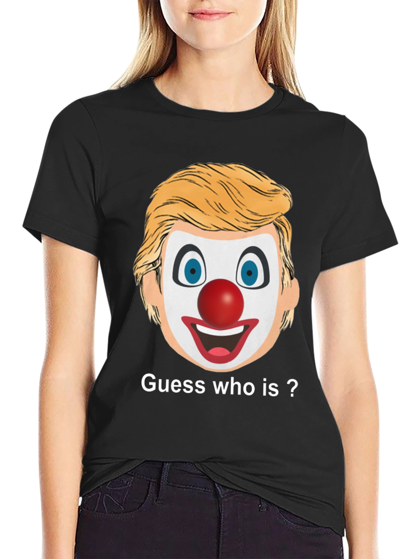 Black Clown Face Guess Who T-Shirt view 2