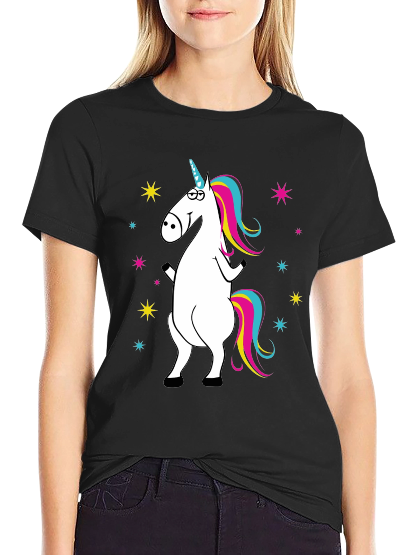 Black Unicorn Graphic Black T-Shirt - Fun & Whimsical Design view 2