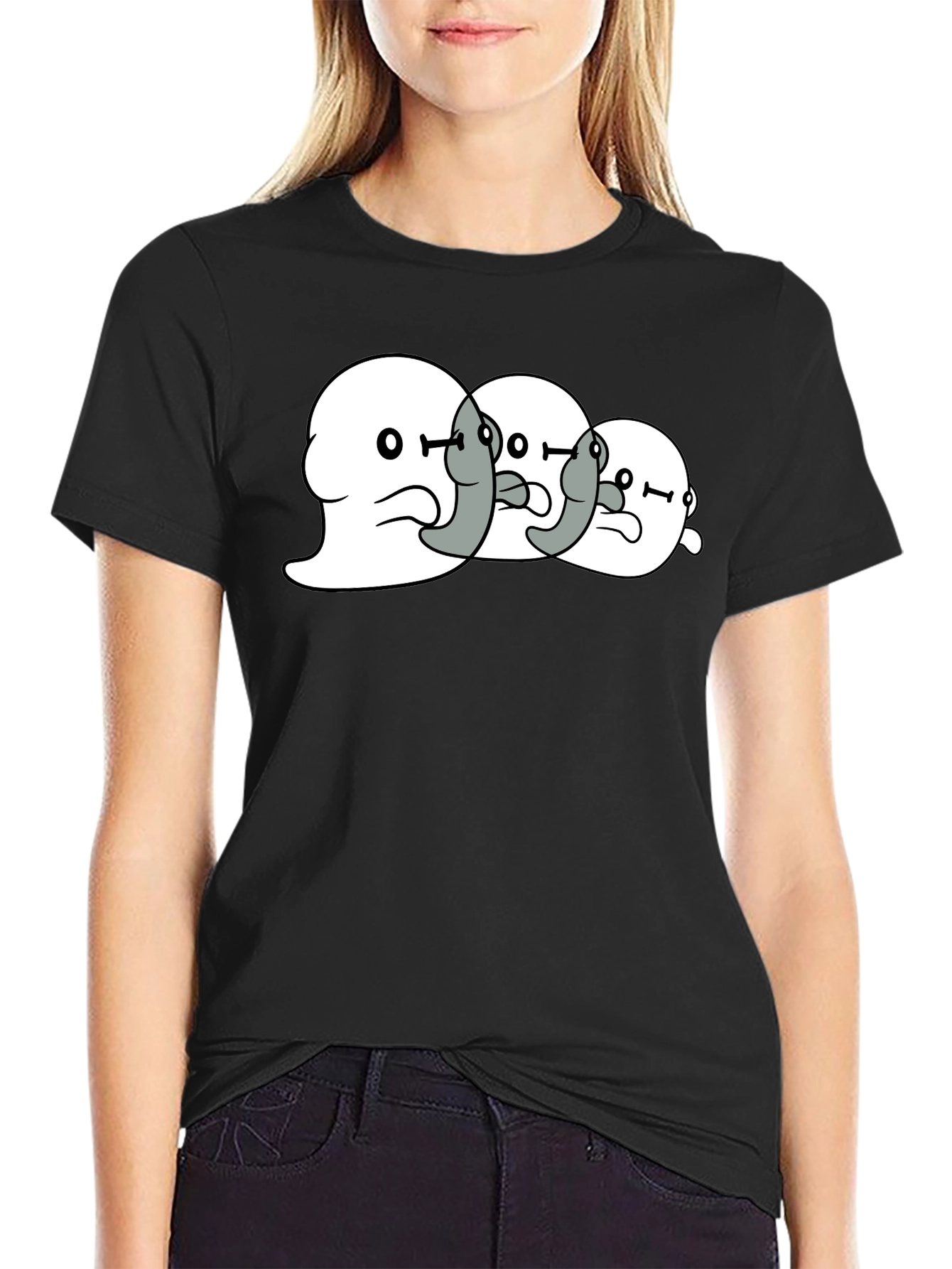 Black Spooky Ghost Squad Graphic T-Shirt - Black view 2