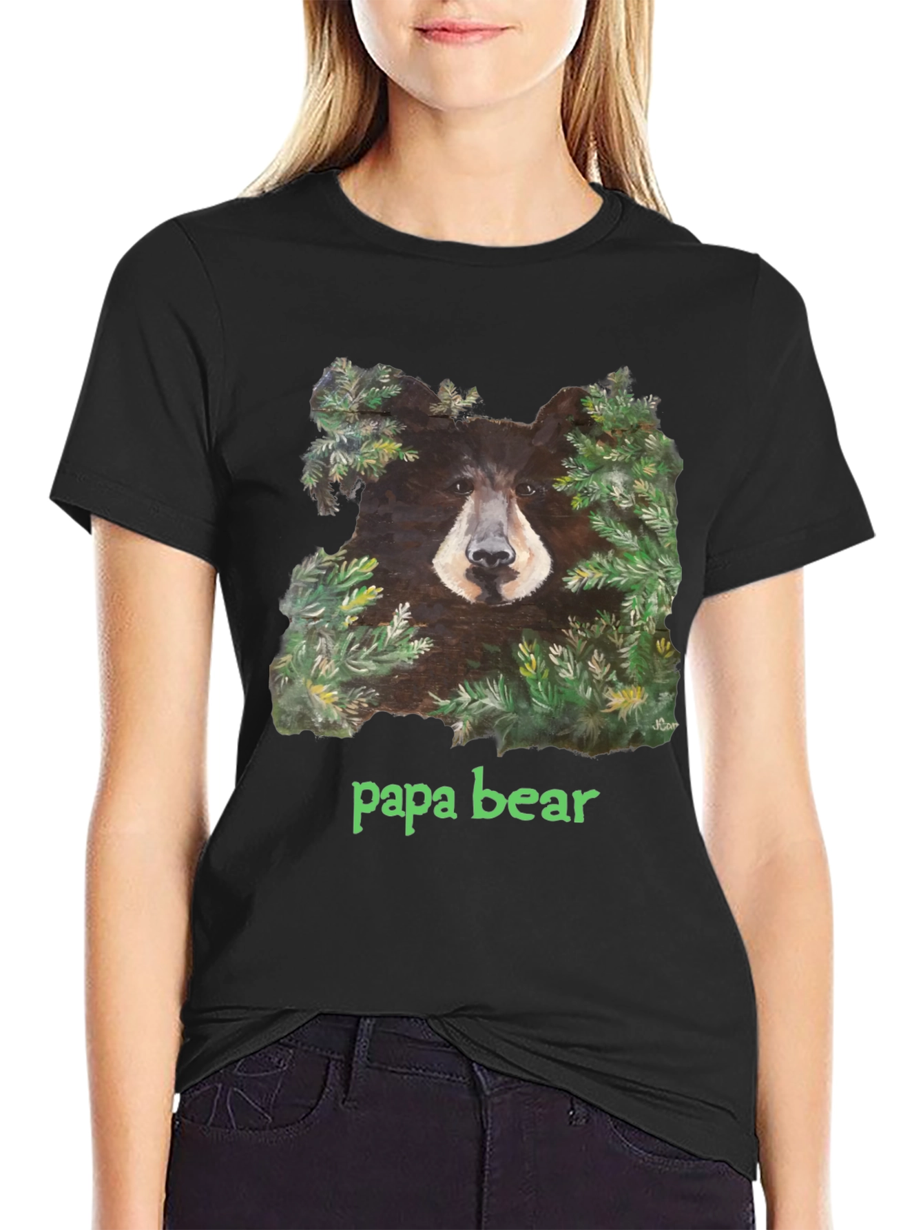 Black Papa Bear Black T-Shirt view 2