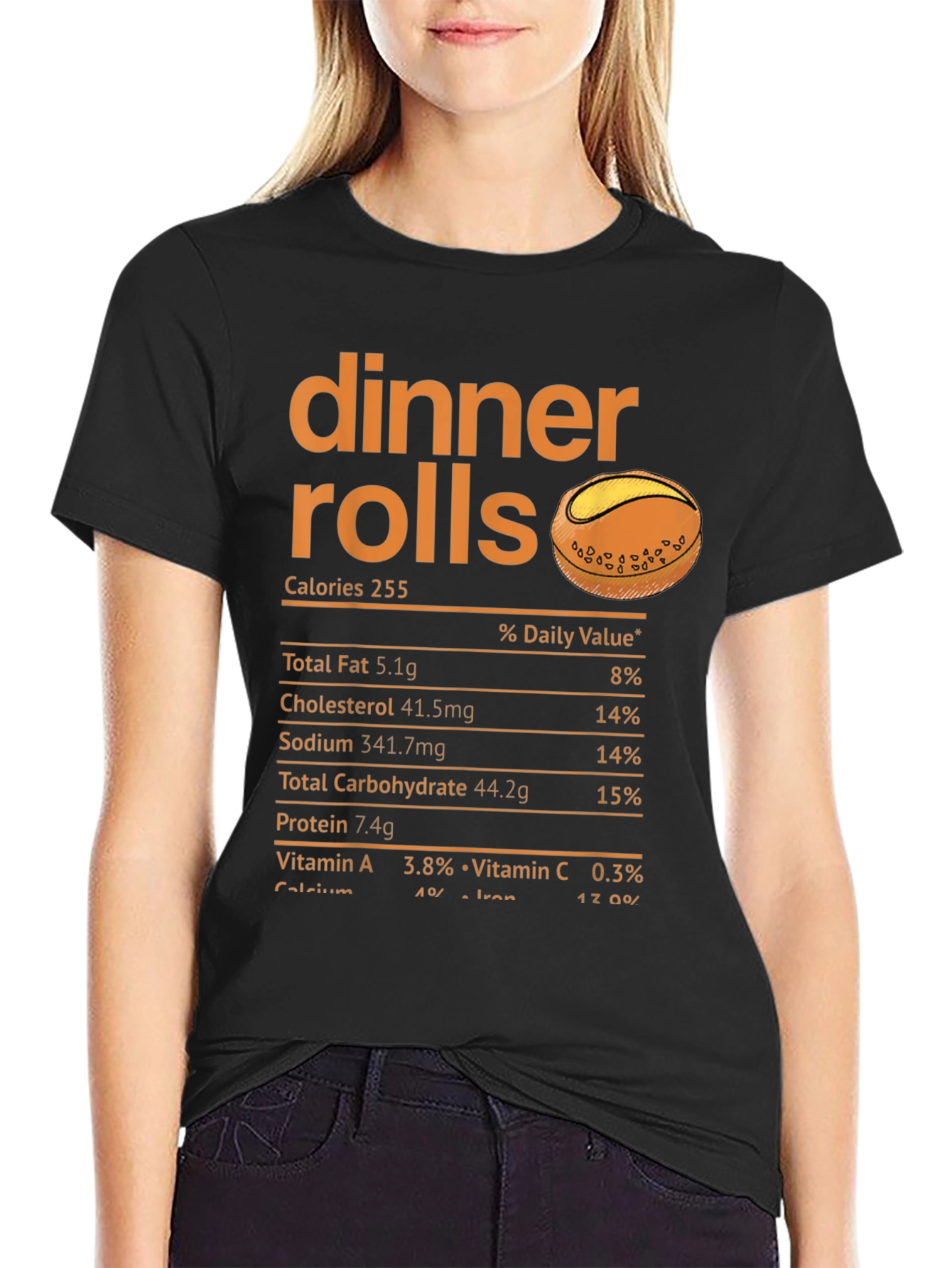 Black Dinner Rolls Nutrition Facts T-Shirt view 2