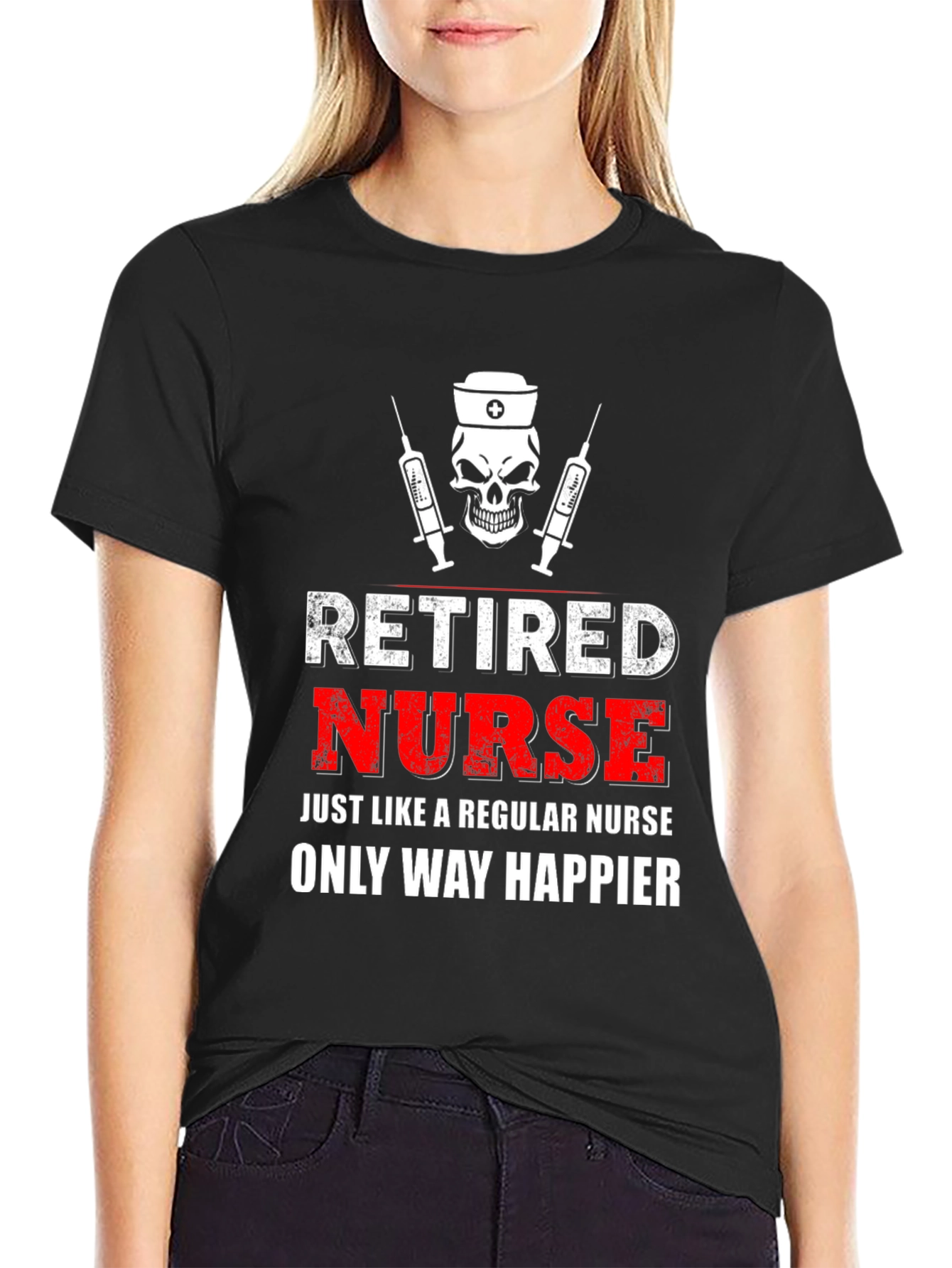 Black Retired Nurse T-Shirt - Funny Nursing Gift view 2