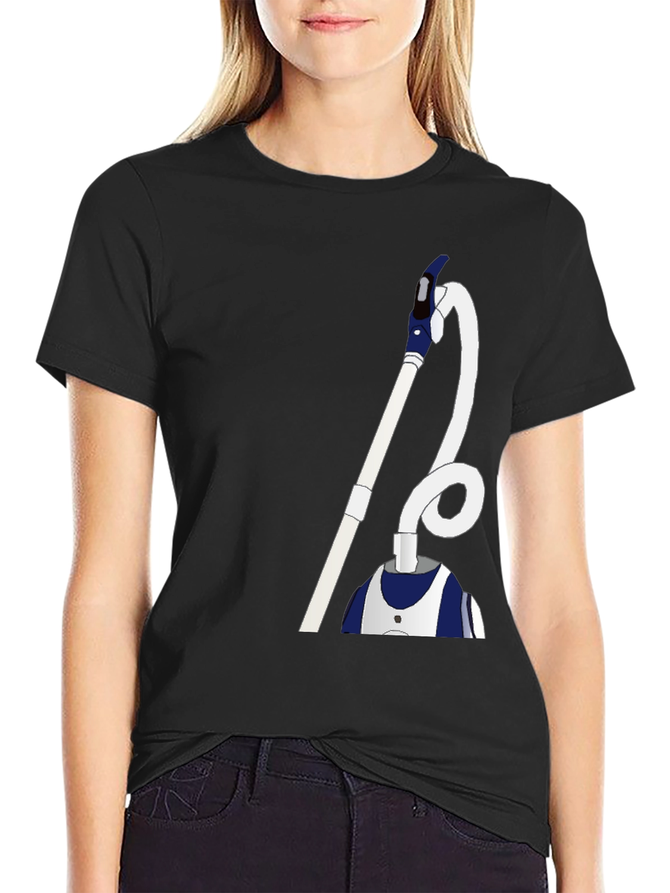 Black Novelty Vacuum Cleaner Graphic T-Shirt view 2