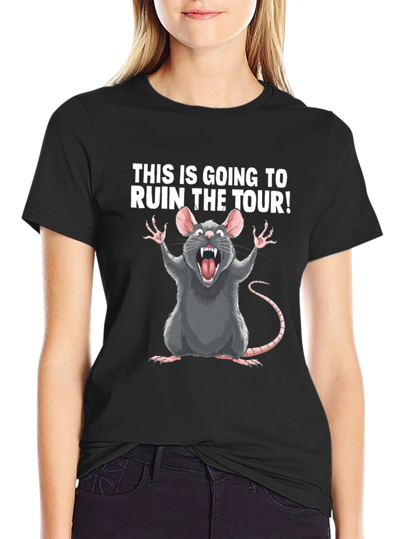 Black Ruin The Tour Rat Graphic T-Shirt view 2