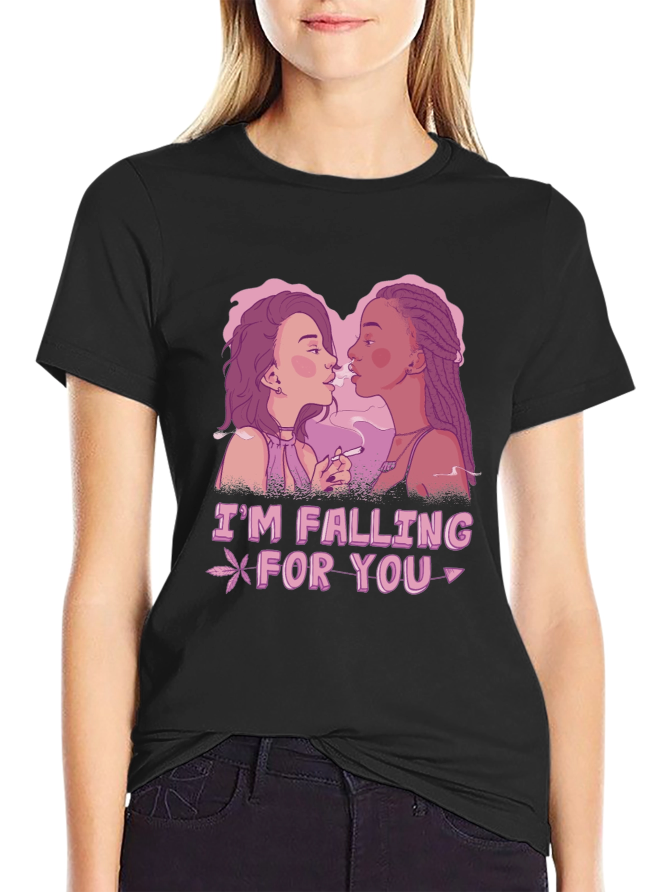 Black I'm Falling For You Graphic Tee view 2