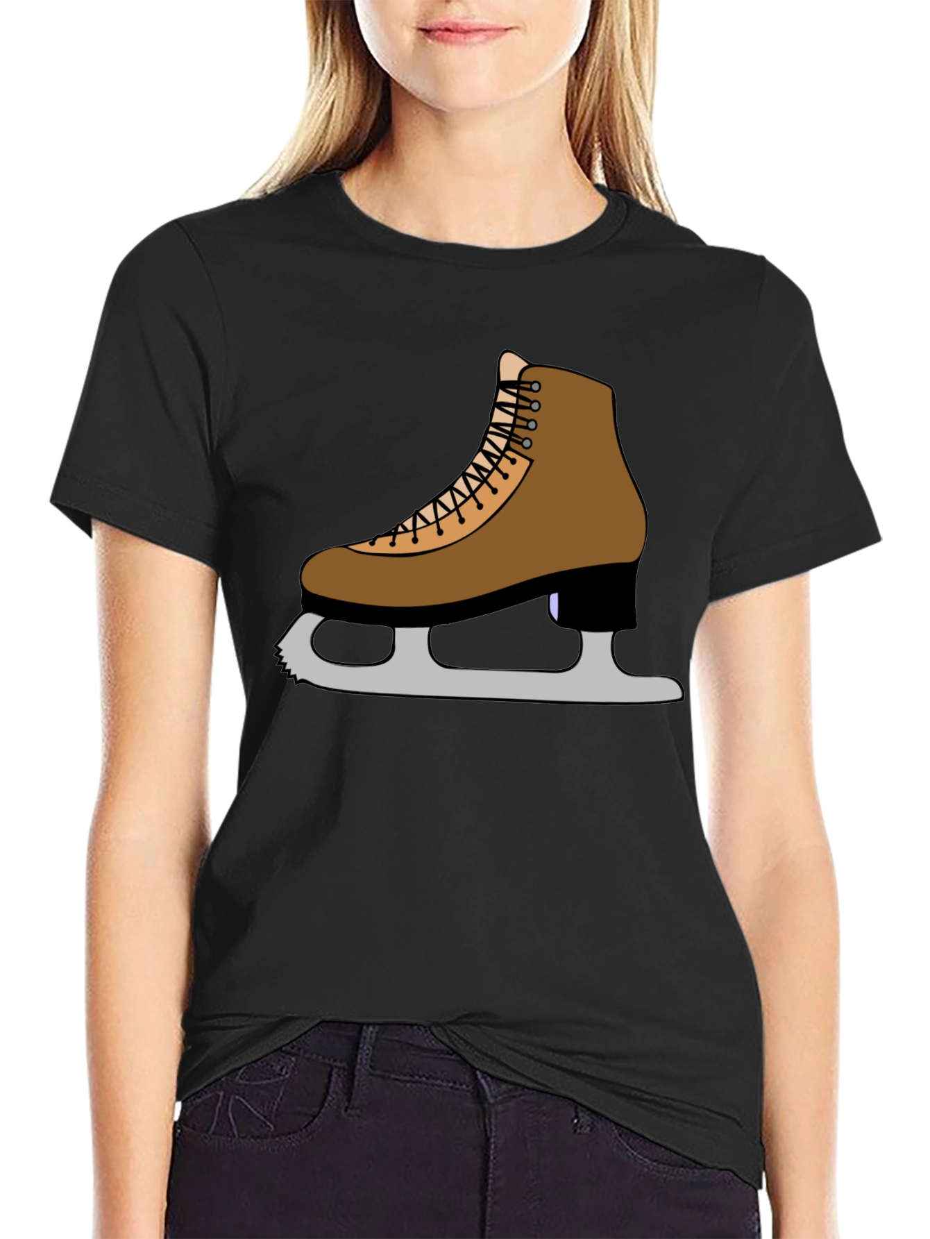 Black Figure Skate T-Shirt: Ice Skating Apparel view 2