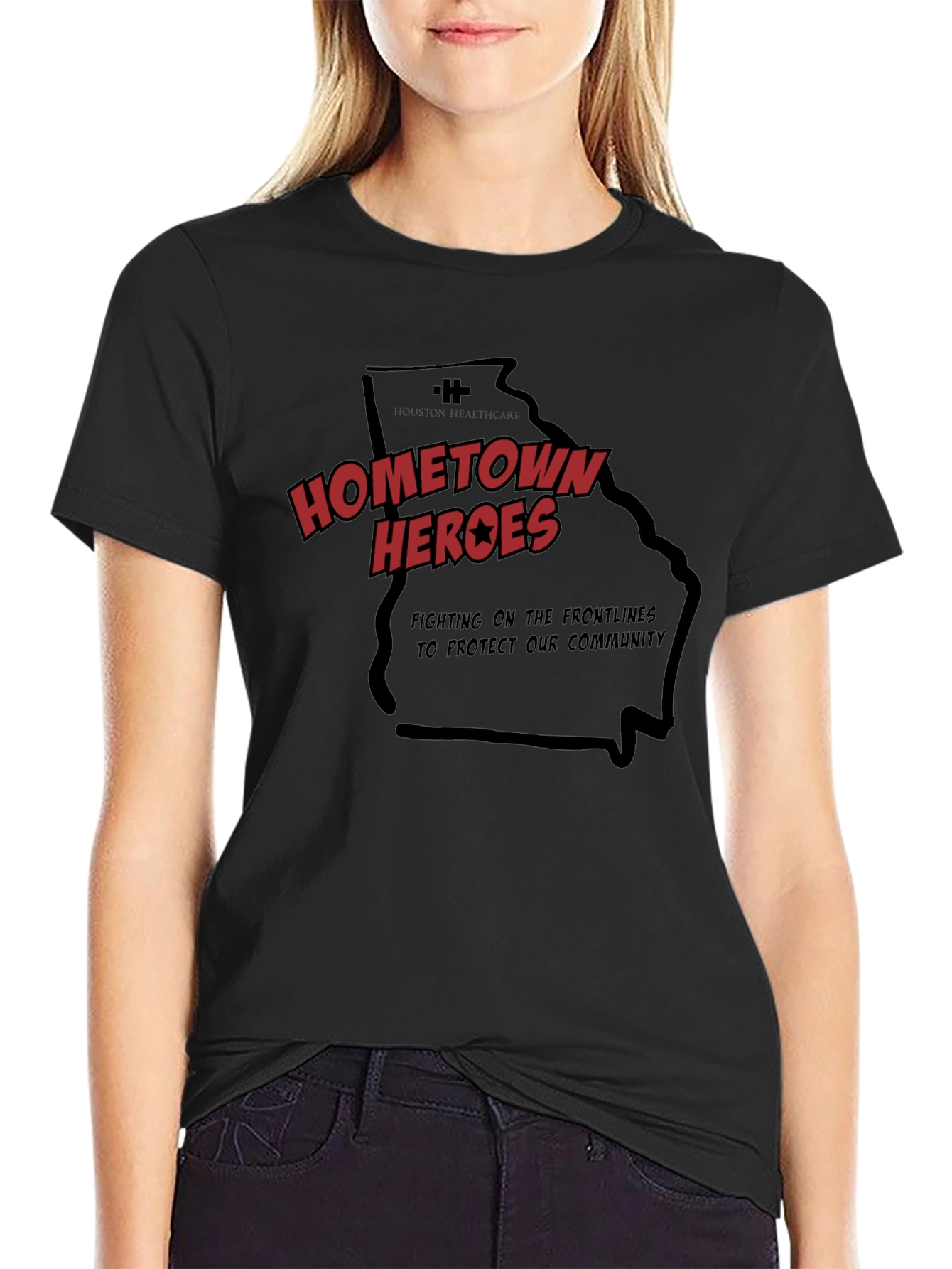 Black Hometown Heroes Black Graphic T-Shirt view 2