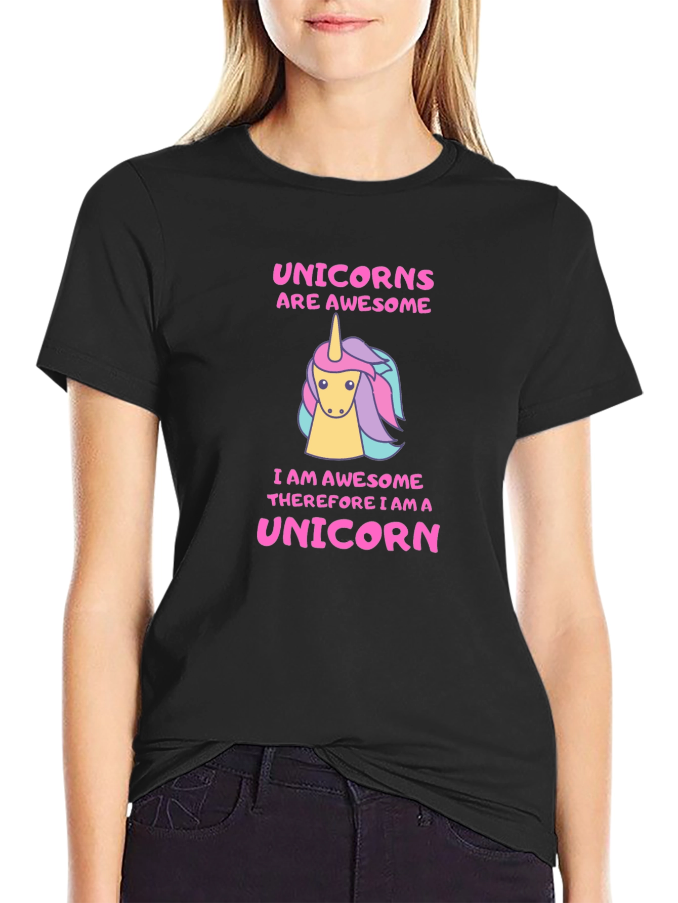 Black Unicorns are Awesome Graphic T-Shirt view 2
