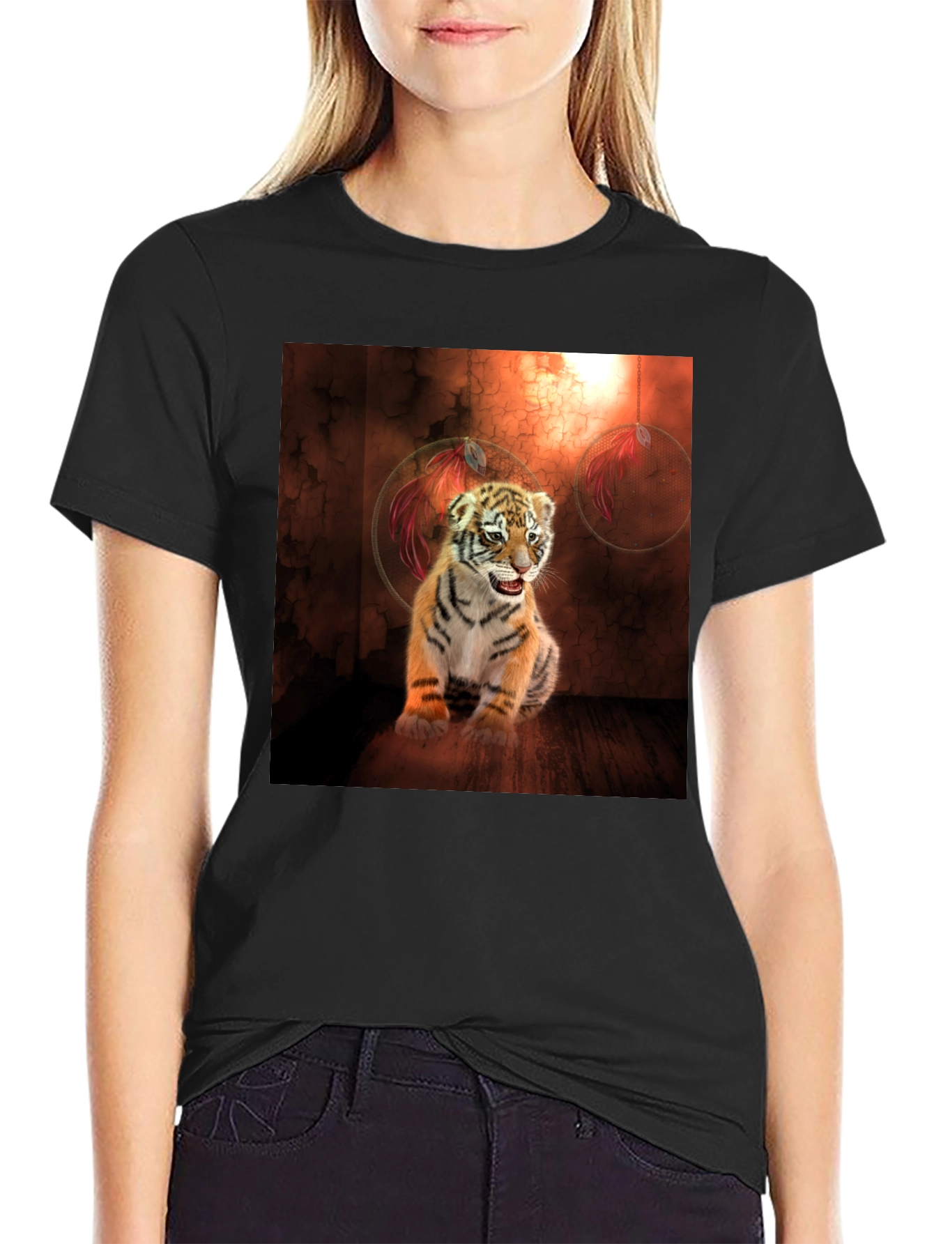 Black Tiger Cub Graphic Tee - Black Cotton Blend view 2