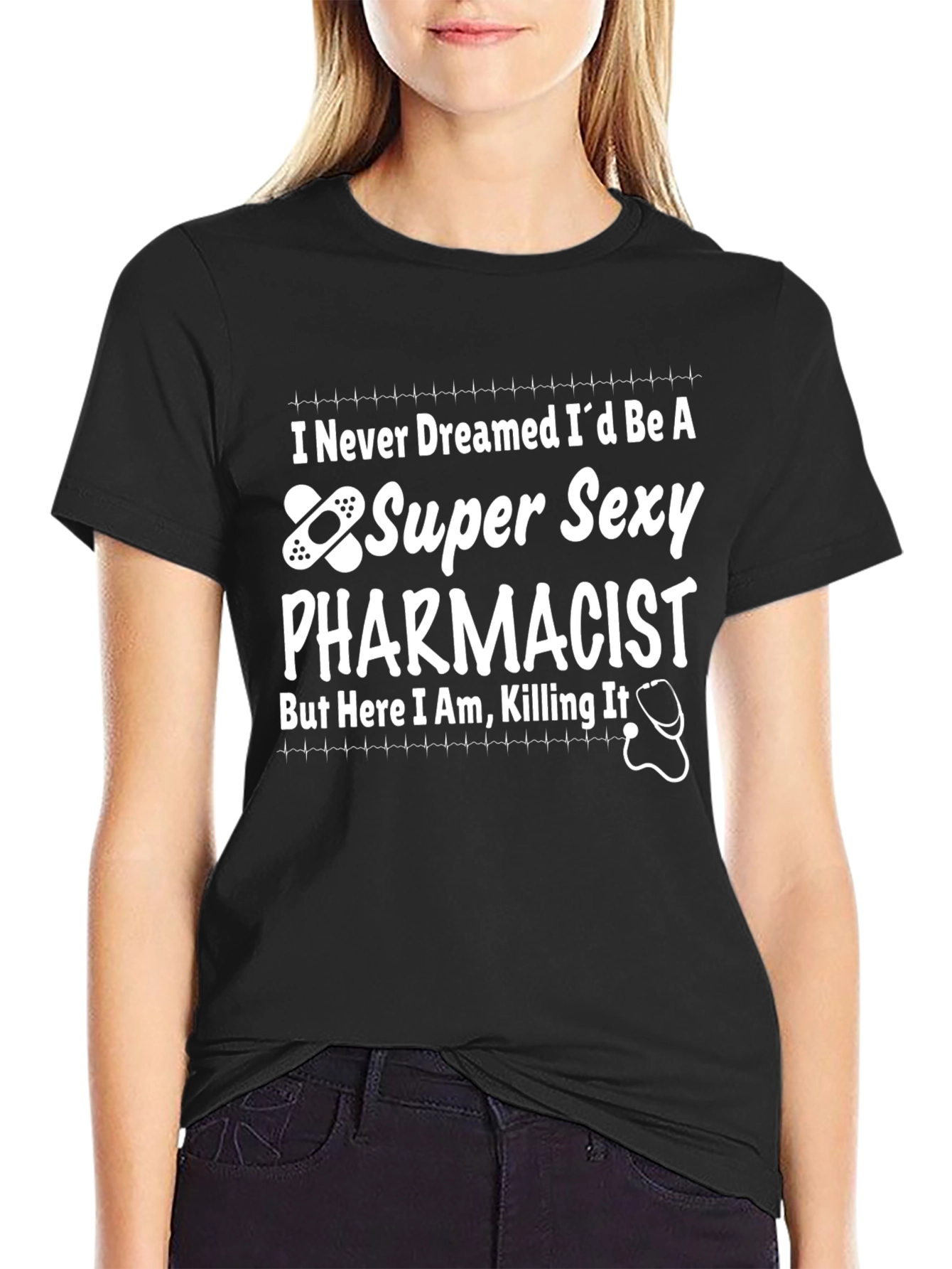 Black Super Sexy Pharmacist Graphic Tee - Funny Unisex T-Shirt view 2