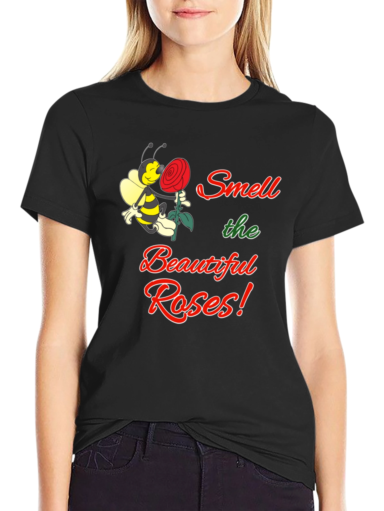 Black Smell the Beautiful Roses Black T-Shirt view 2