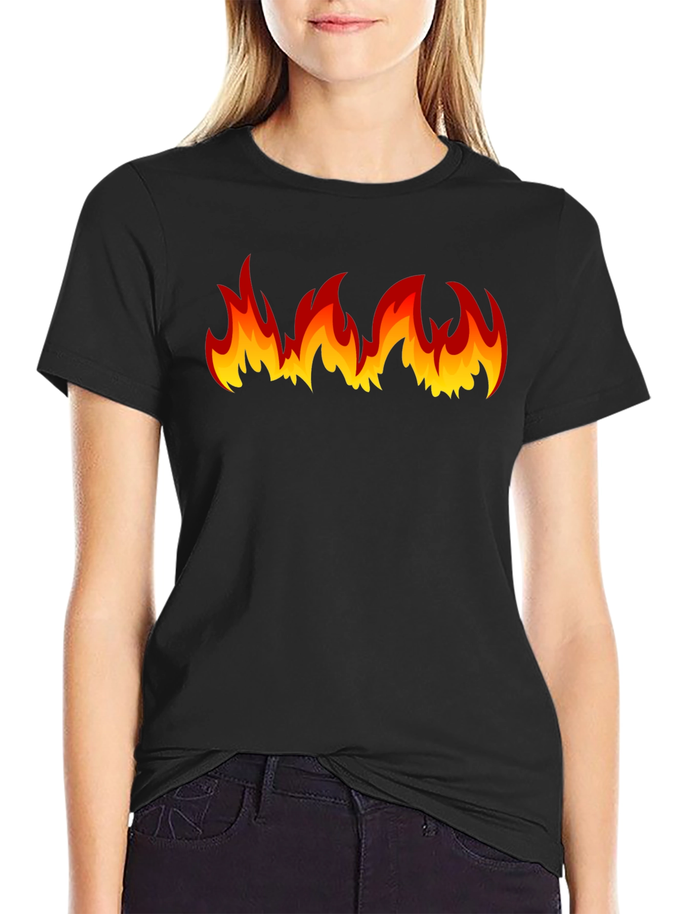 Black Fiery Flames Graphic T-Shirt - Bold & Eye-Catching view 2