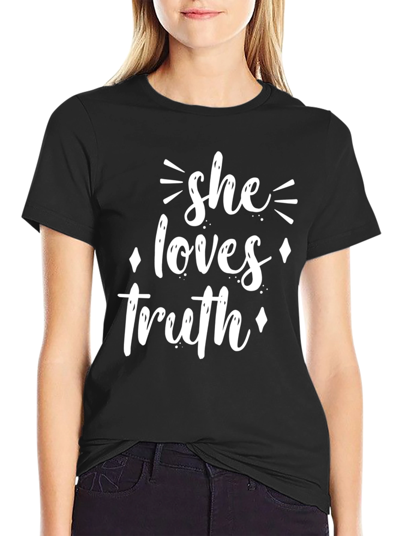 Black She Loves Truth Graphic Tee - Black T-Shirt view 2