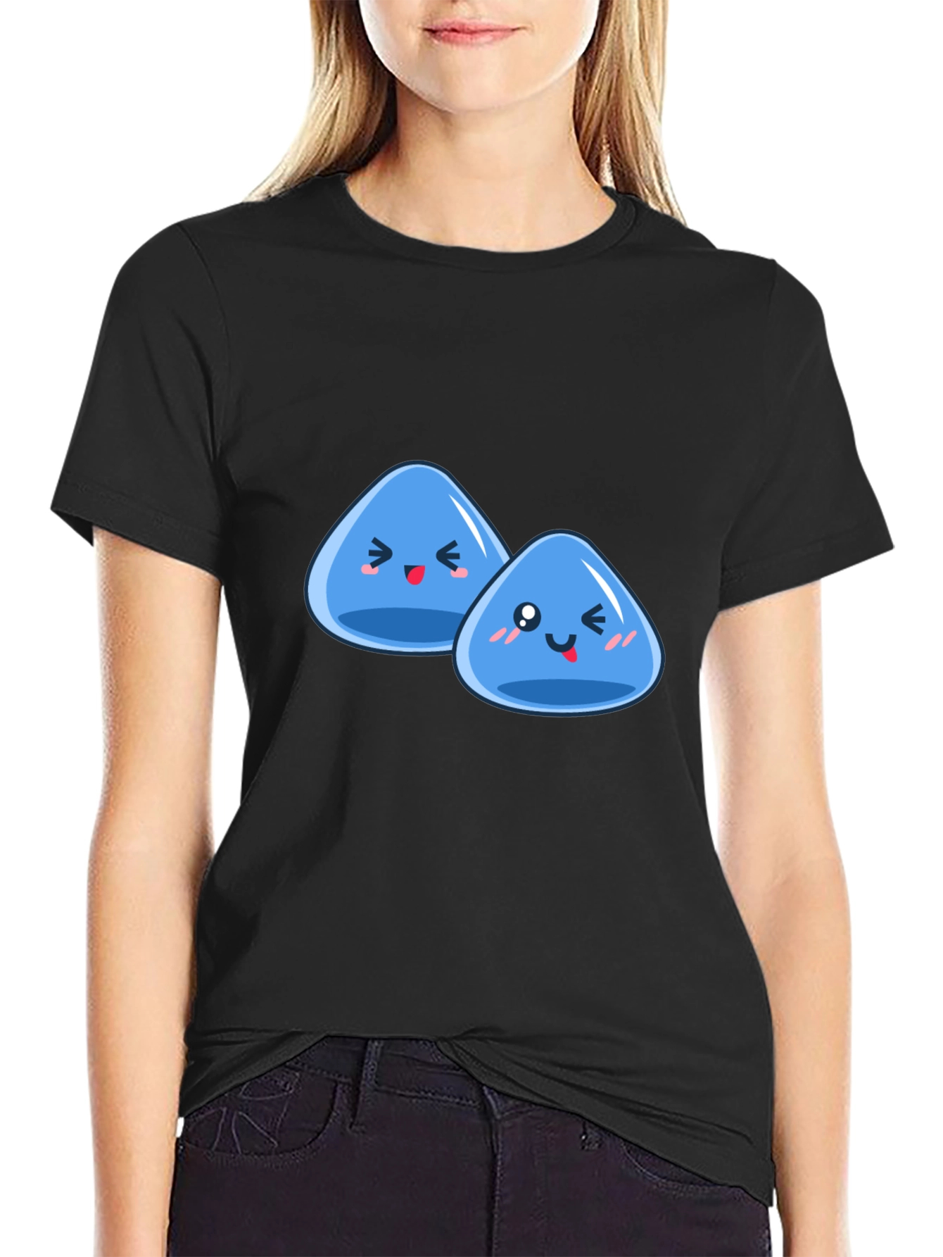 Black Cute Slime Duo Graphic T-Shirt view 2
