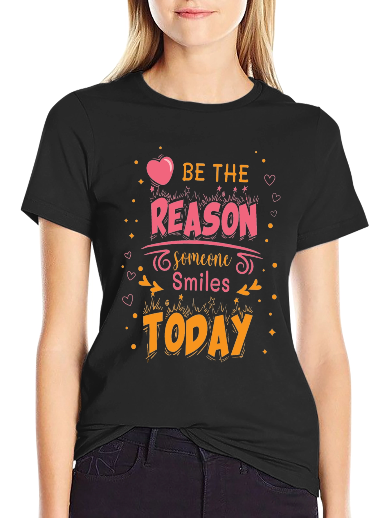 Black Be The Reason Graphic Tee - Positive Vibes Shirt view 2
