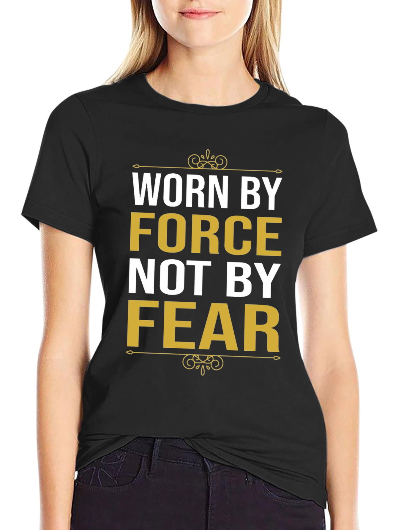 Black Worn By Force T-Shirt - Motivational Graphic Tee view 2