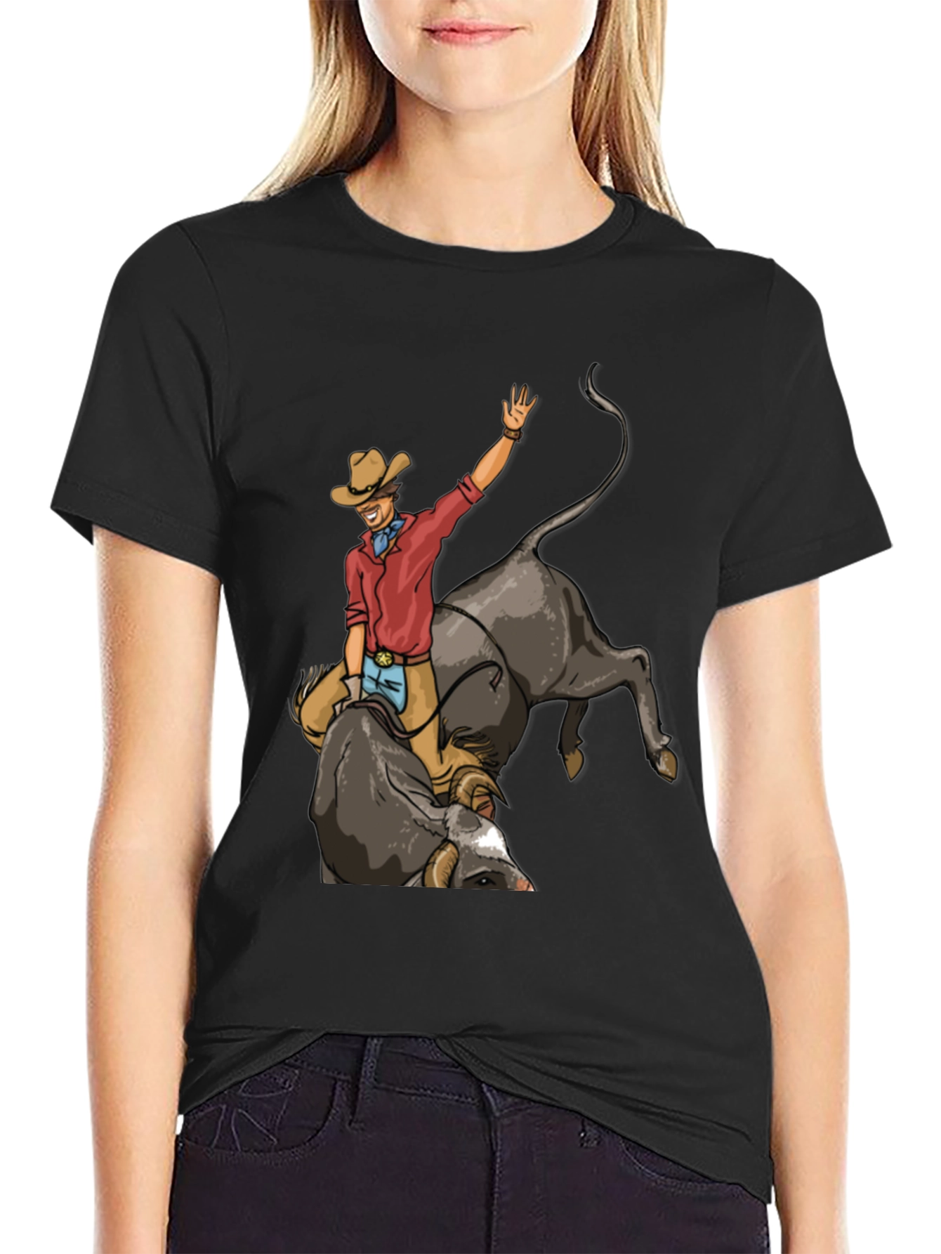 Black Rodeo Rider Graphic T-Shirt - Western Style view 2