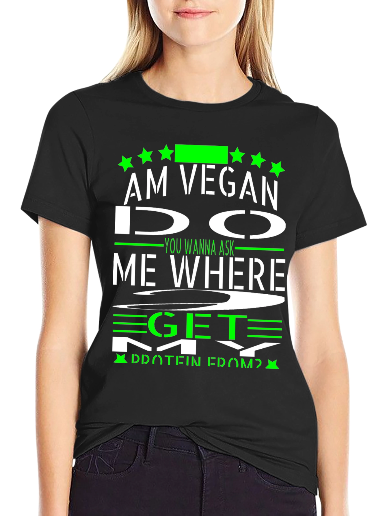 Black Vegan Protein T-Shirt - Funny Vegan Gift view 2