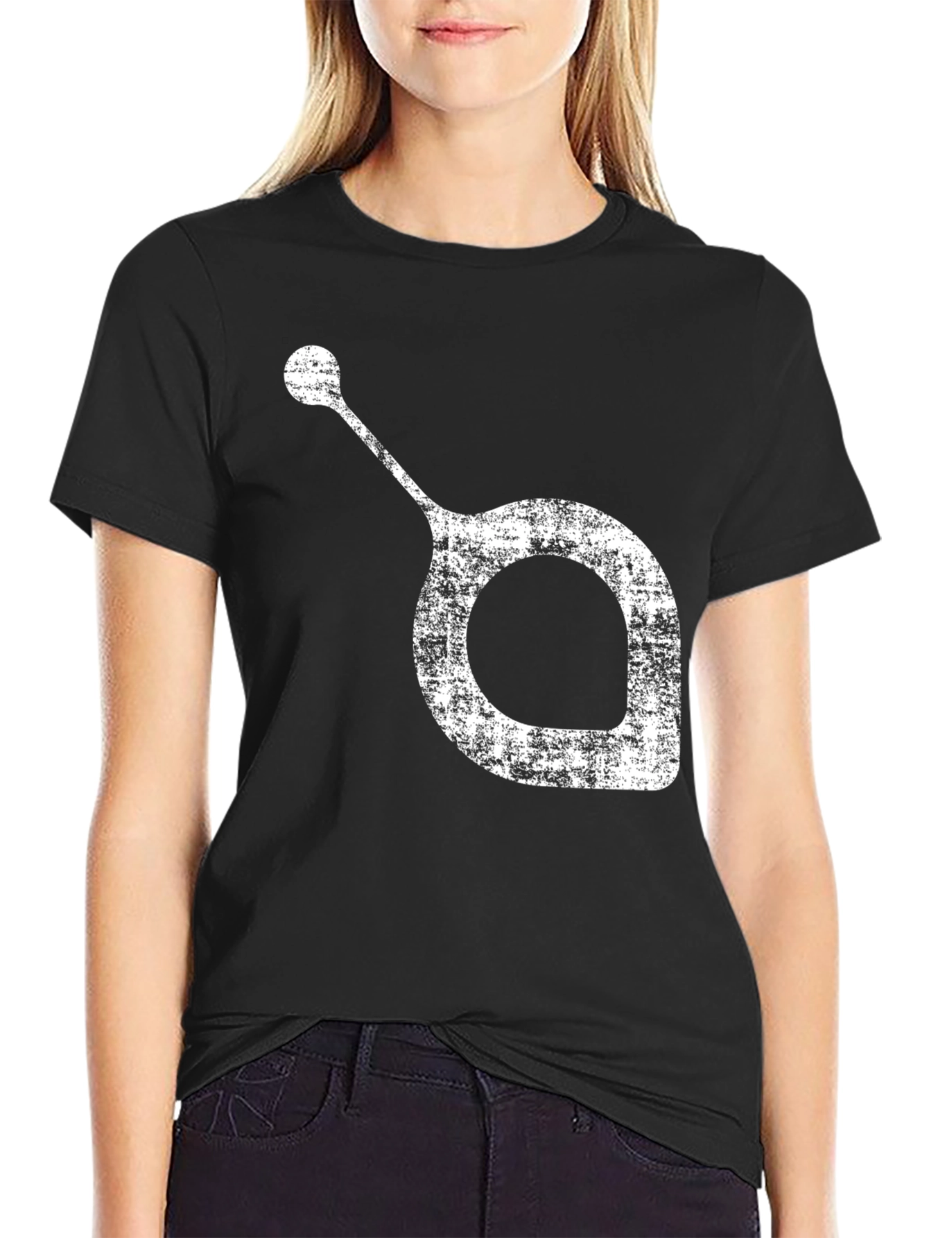 Black Abstract Graphic Print T-Shirt - Modern Minimalist Tee view 2