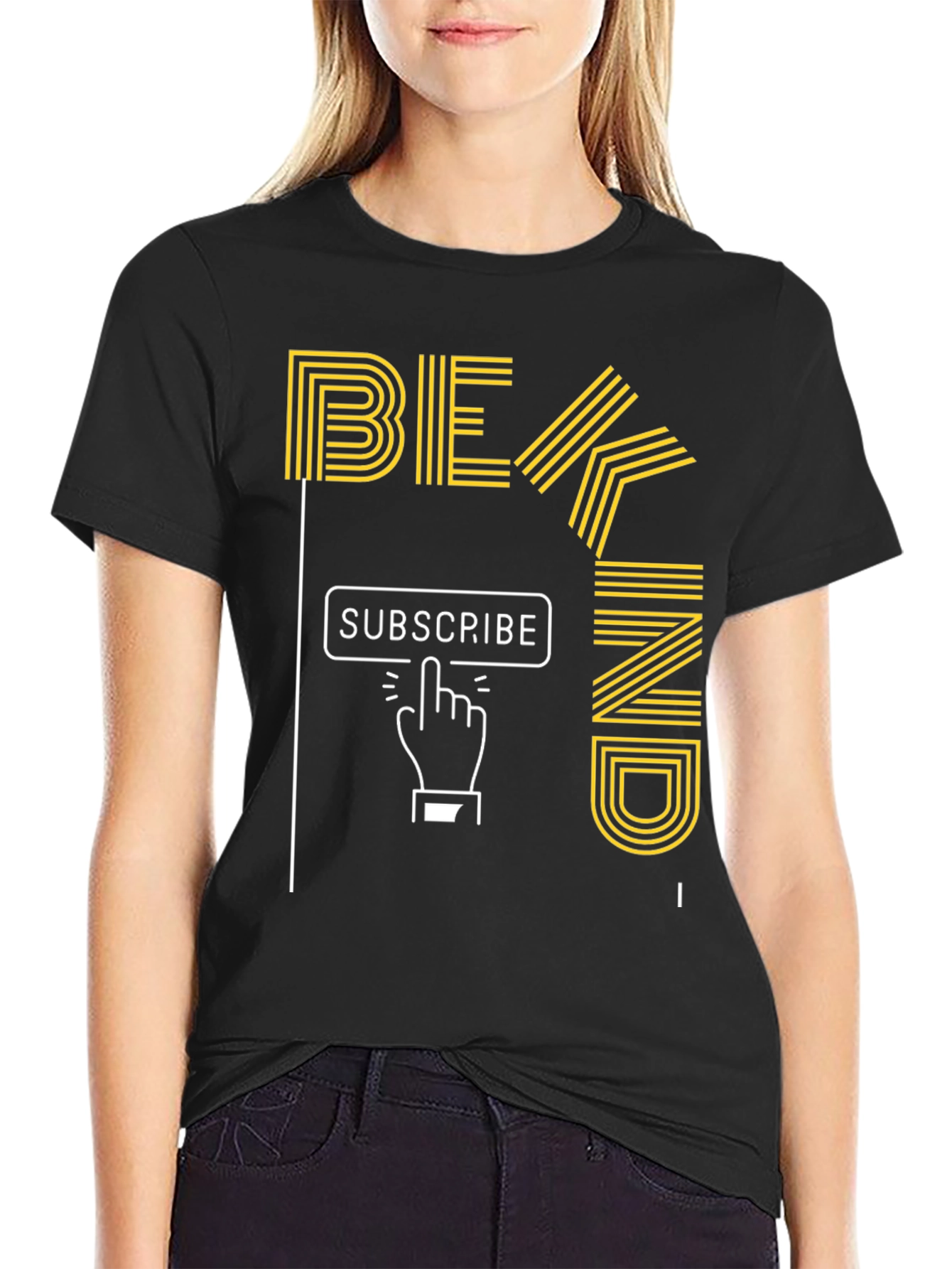 Black Be Kind Subscribe Graphic T-Shirt view 2