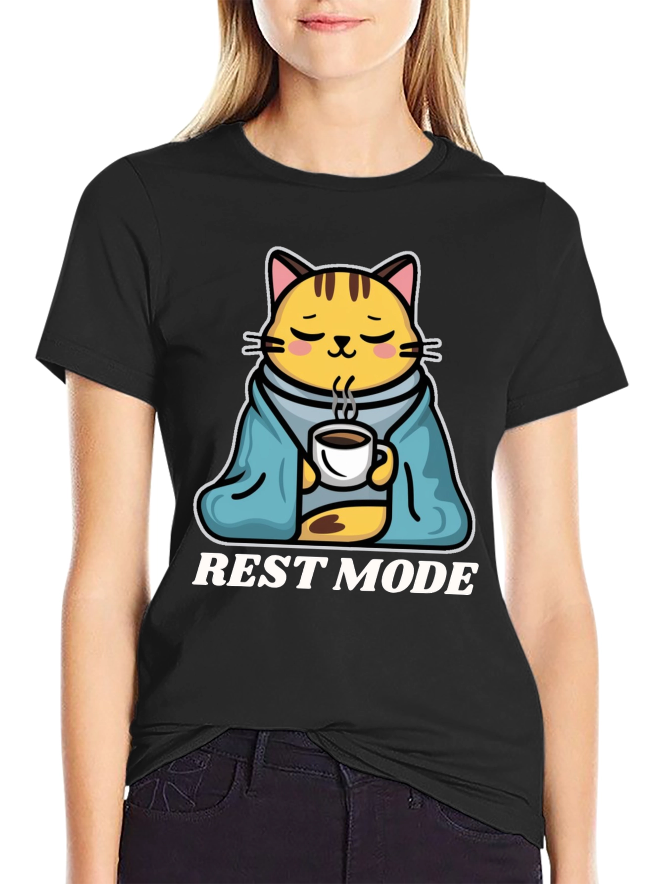 Black Rest Mode Cat T-Shirt view 2