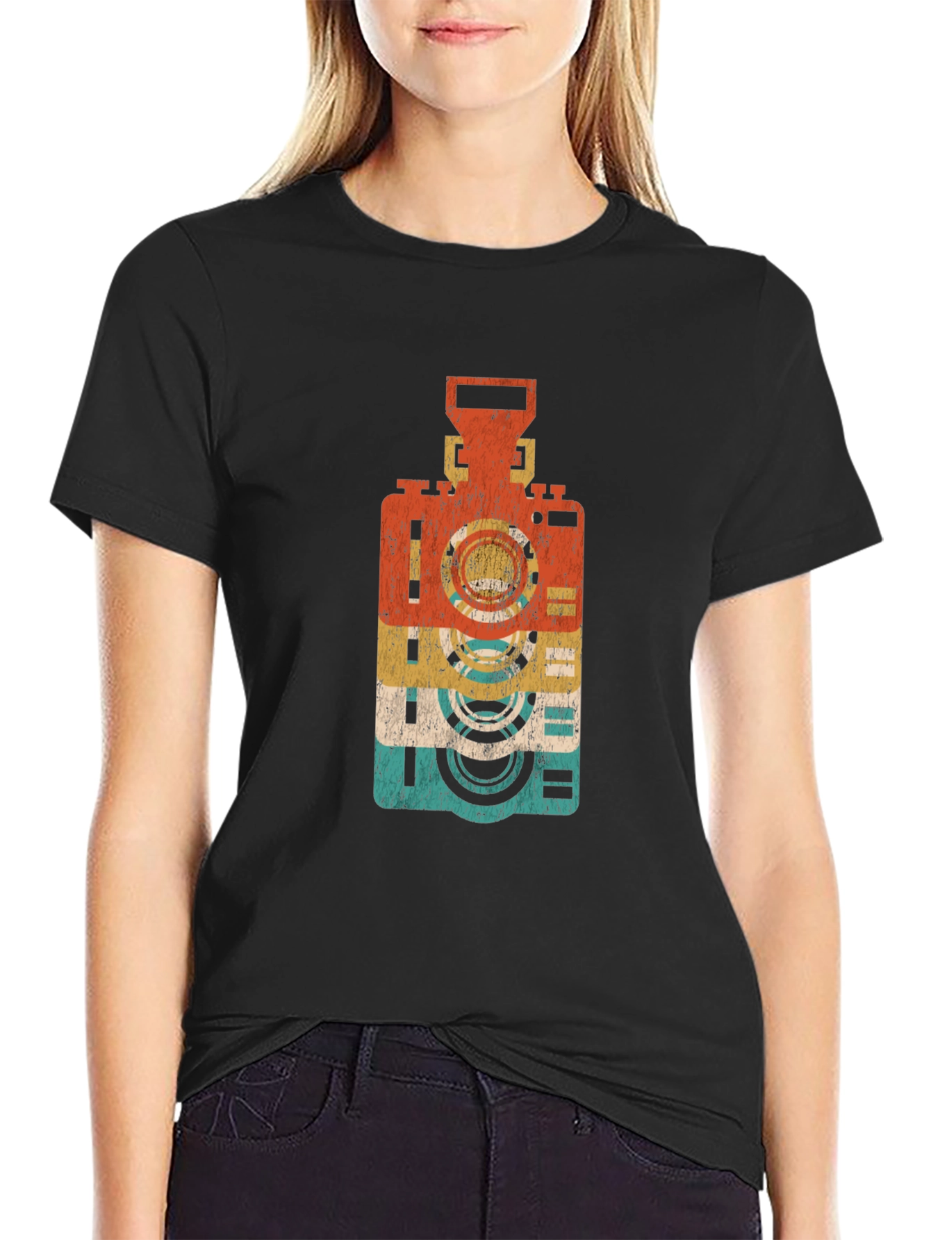 Black Retro Camera Graphic Tee - Cool Vintage Style view 2